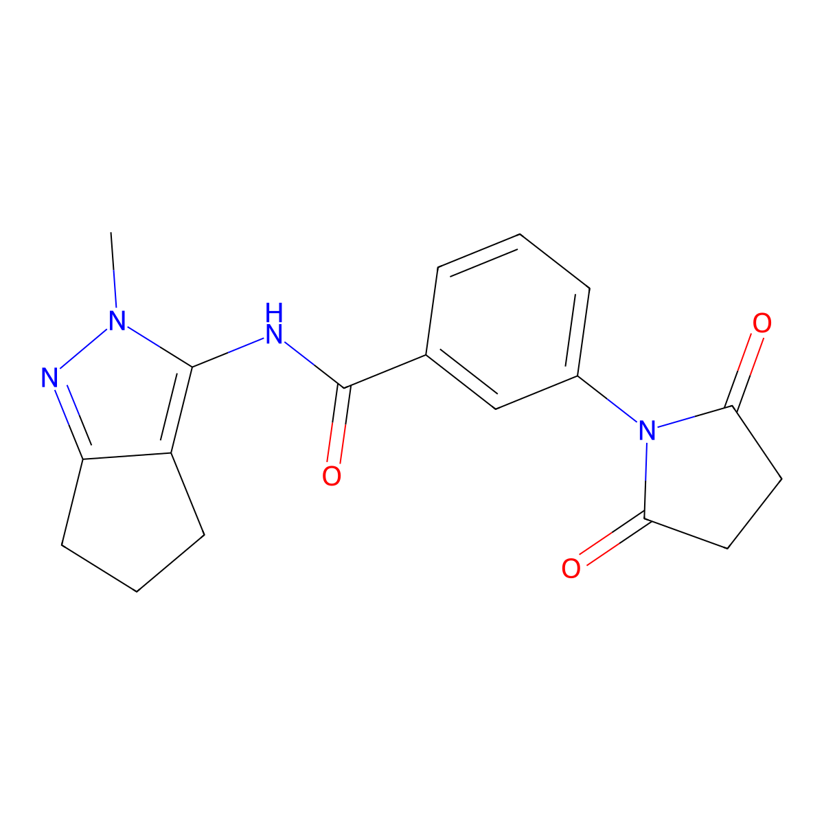 3-(2,5-dioxopyrrolidin-1-yl)-N-(2-methyl-2,4,5,6-tetrahydrocyclopenta[c]pyrazol-3-yl)benzamide molecular structure, CAS 1203387-95-4
