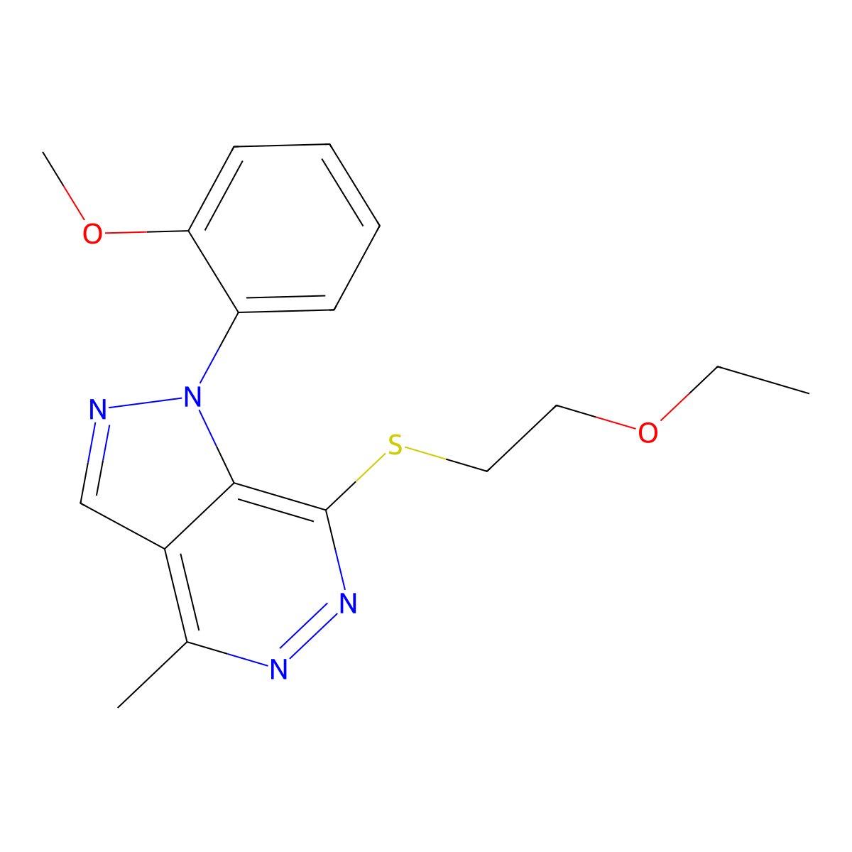 7-((2-ethoxyethyl)thio)-1-(2-methoxyphenyl)-4-methyl-1H-pyrazolo[3,4-d]pyridazine molecular structure, CAS 1203391-62-1