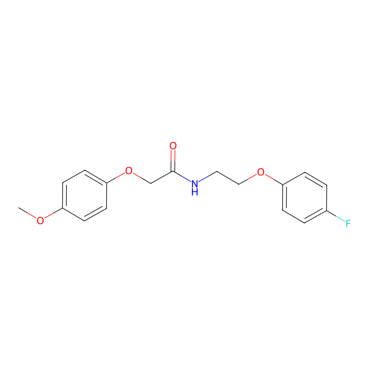 N-(2-(4-fluorophenoxy)ethyl)-2-(4-methoxyphenoxy)acetamide molecular structure, CAS 1203393-95-6