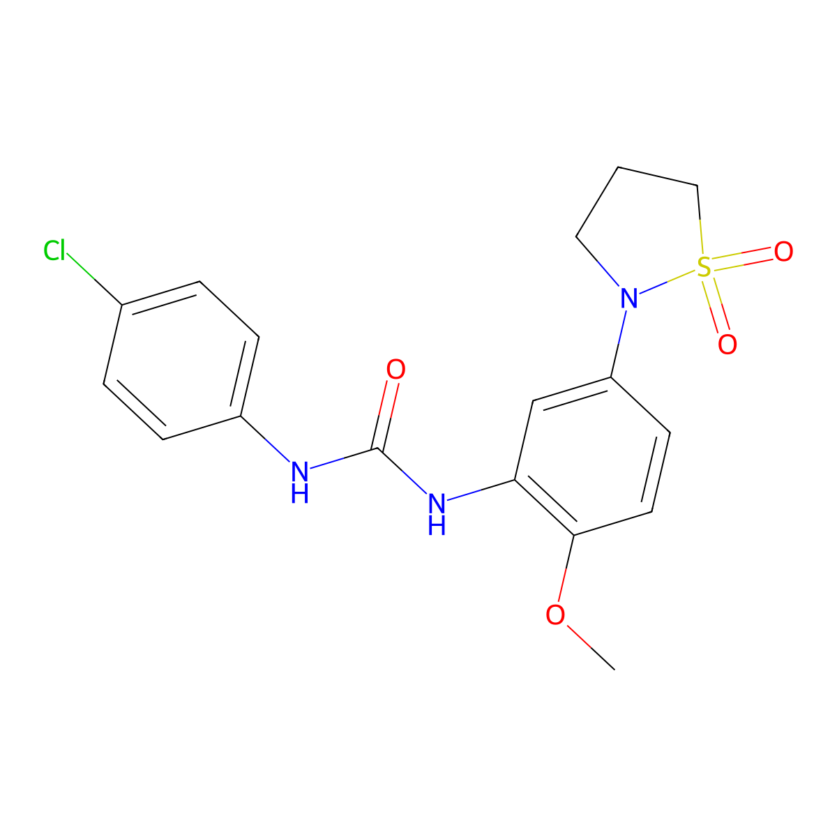 1-(4-Chlorophenyl)-3-(5-(1,1-dioxidoisothiazolidin-2-yl)-2-methoxyphenyl)urea molecular structure, CAS 1203395-22-5