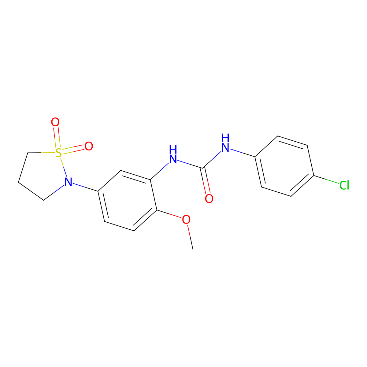 1-(4-Chlorophenyl)-3-(5-(1,1-dioxidoisothiazolidin-2-yl)-2-methoxyphenyl)urea molecular structure, CAS 1203395-22-5