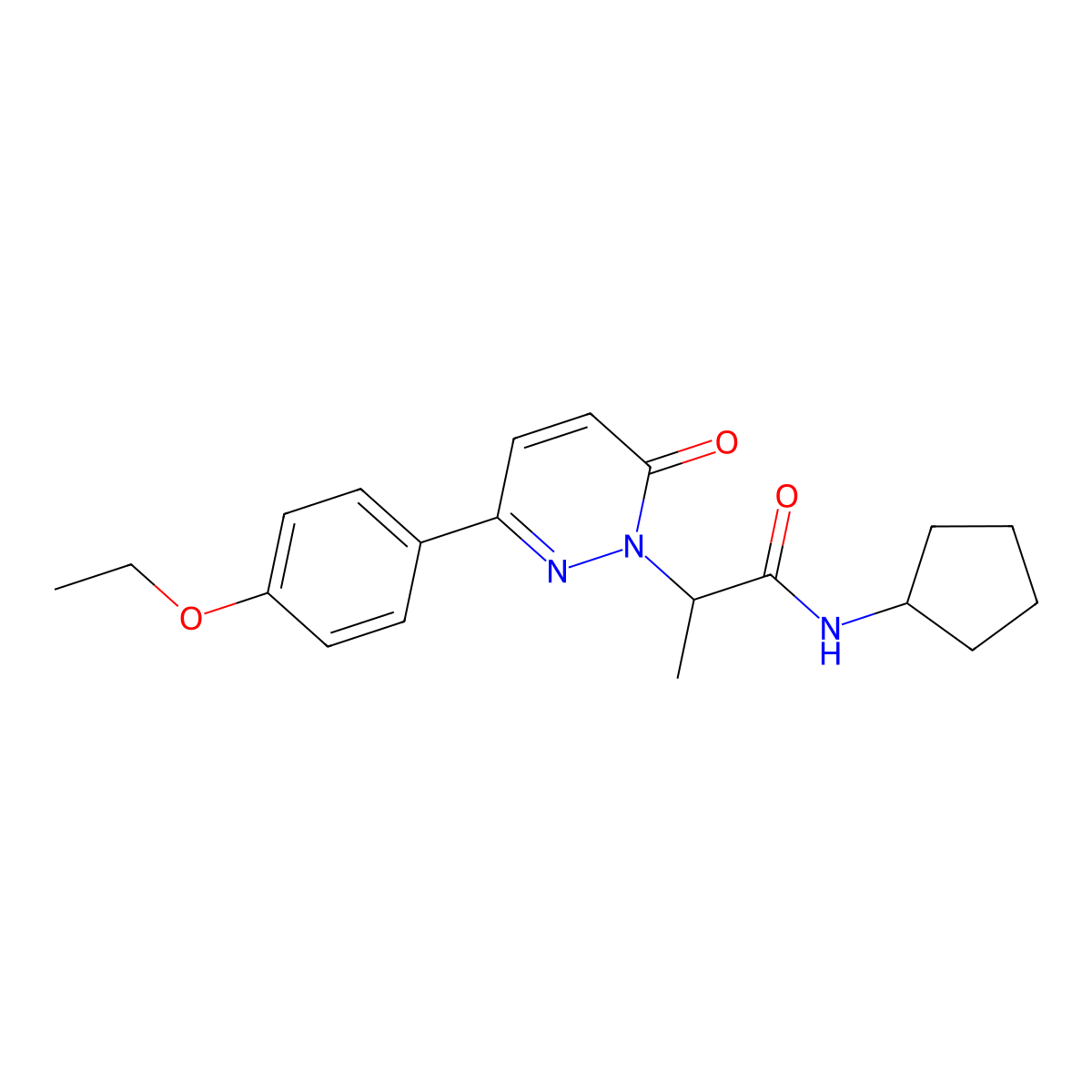 N-cyclopentyl-2-(3-(4-ethoxyphenyl)-6-oxopyridazin-1(6H)-yl)propanamide molecular structure, CAS 1203395-52-1