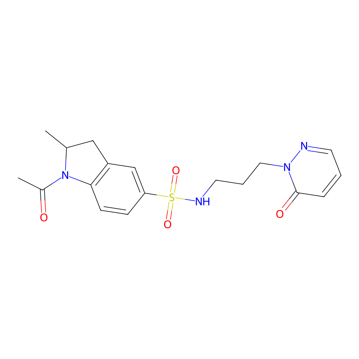 1-acetyl-2-methyl-N-(3-(6-oxopyridazin-1(6H)-yl)propyl)indoline-5-sulfonamide molecular structure, CAS 1203395-90-7