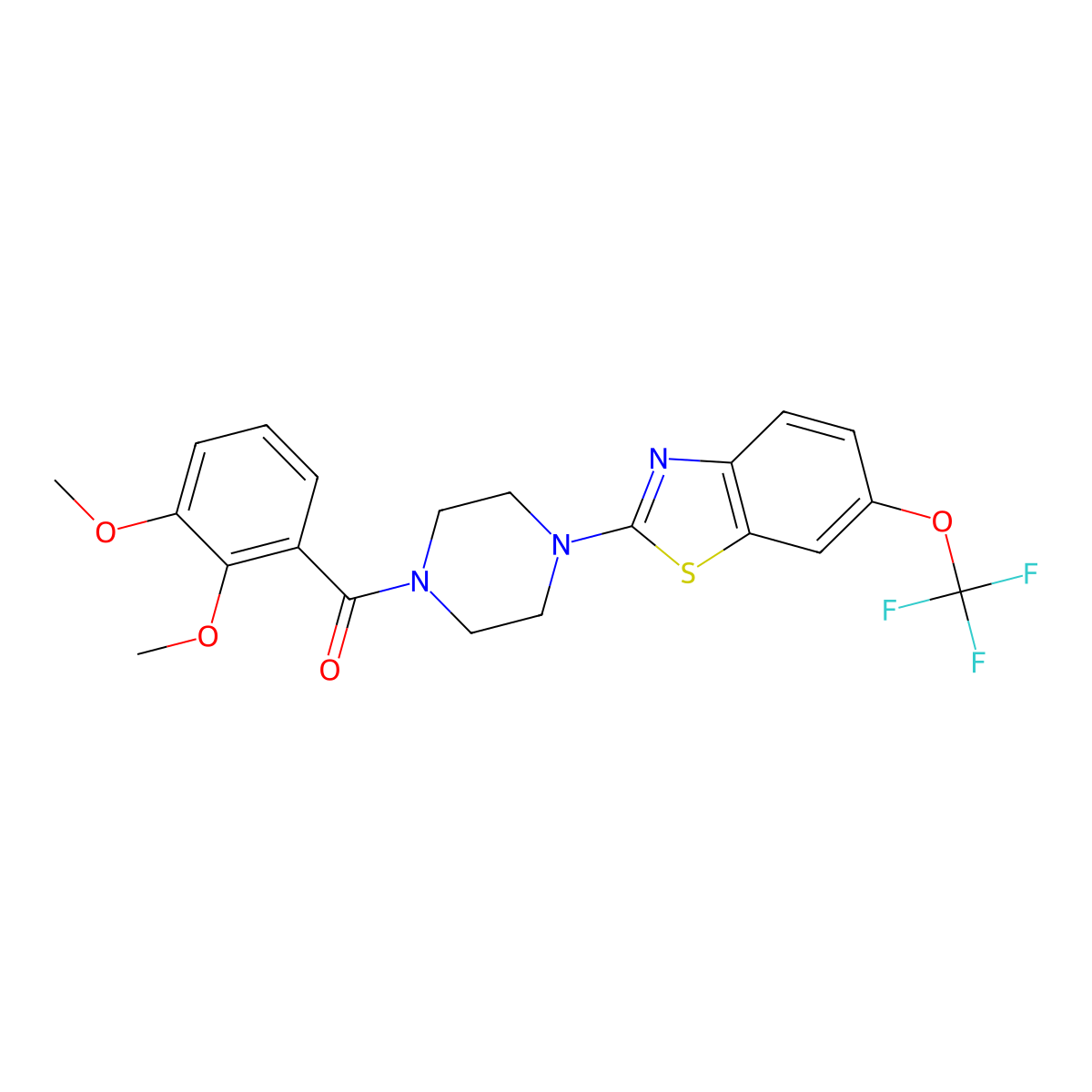 (2,3-Dimethoxyphenyl)(4-(6-(trifluoromethoxy)benzo[d]thiazol-2-yl)piperazin-1-yl)methanone molecular structure, CAS 1203396-58-0