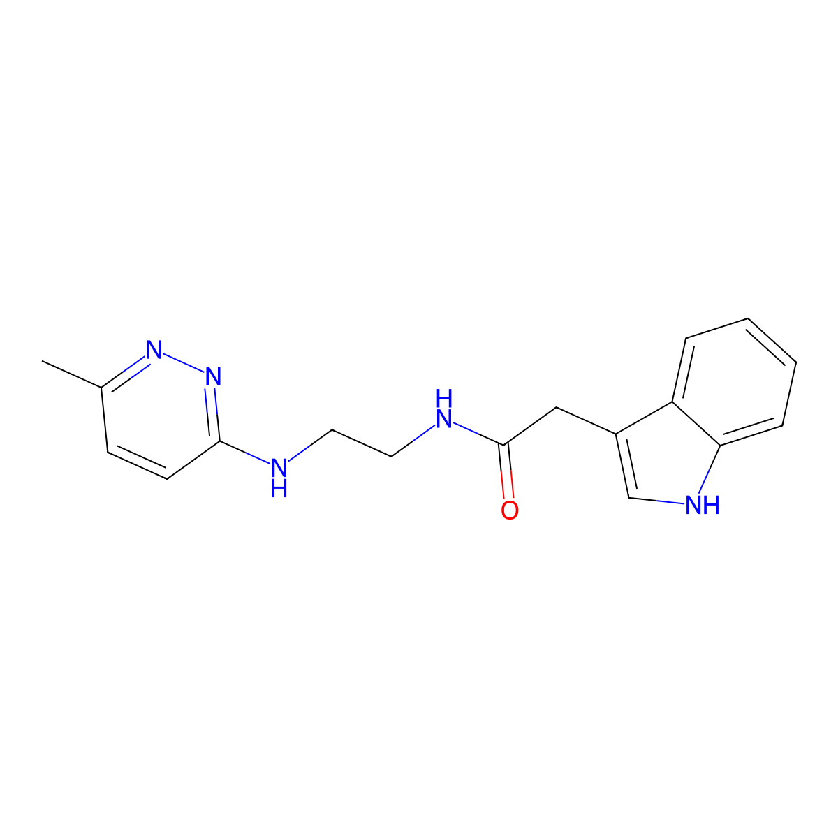 2-(1H-indol-3-yl)-N-(2-((6-methylpyridazin-3-yl)amino)ethyl)acetamide molecular structure, CAS 1203397-33-4