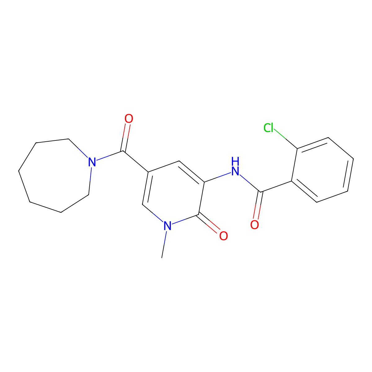 N-[5-(azepane-1-carbonyl)-1-methyl-2-oxo-1,2-dihydropyridin-3-yl]-2-chlorobenzamide molecular structure, CAS 1203397-59-4