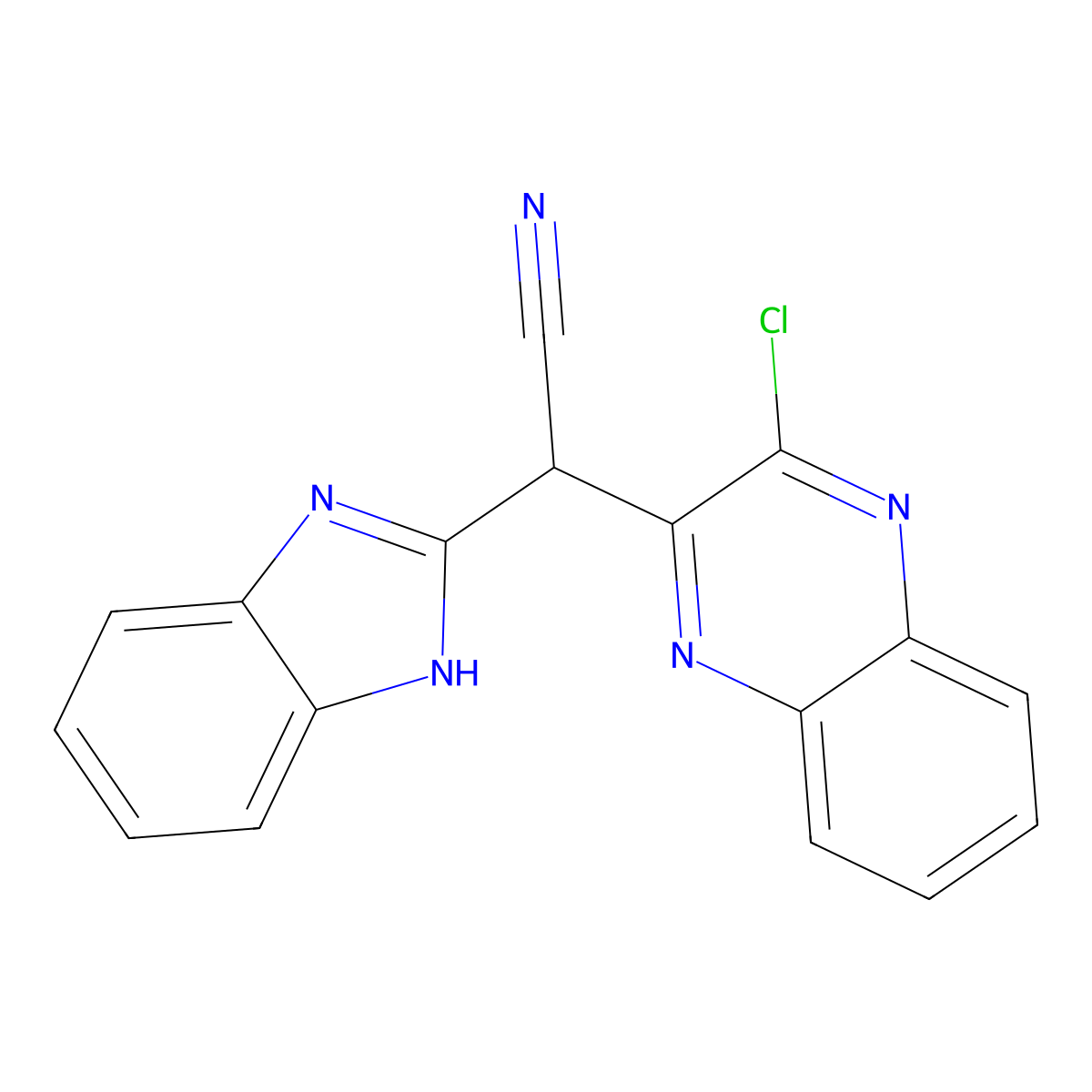 1h-Benzimidazol-2-yl(3-chloroquinoxalin-2-yl)acetonitrile molecular structure, CAS 120340-82-1