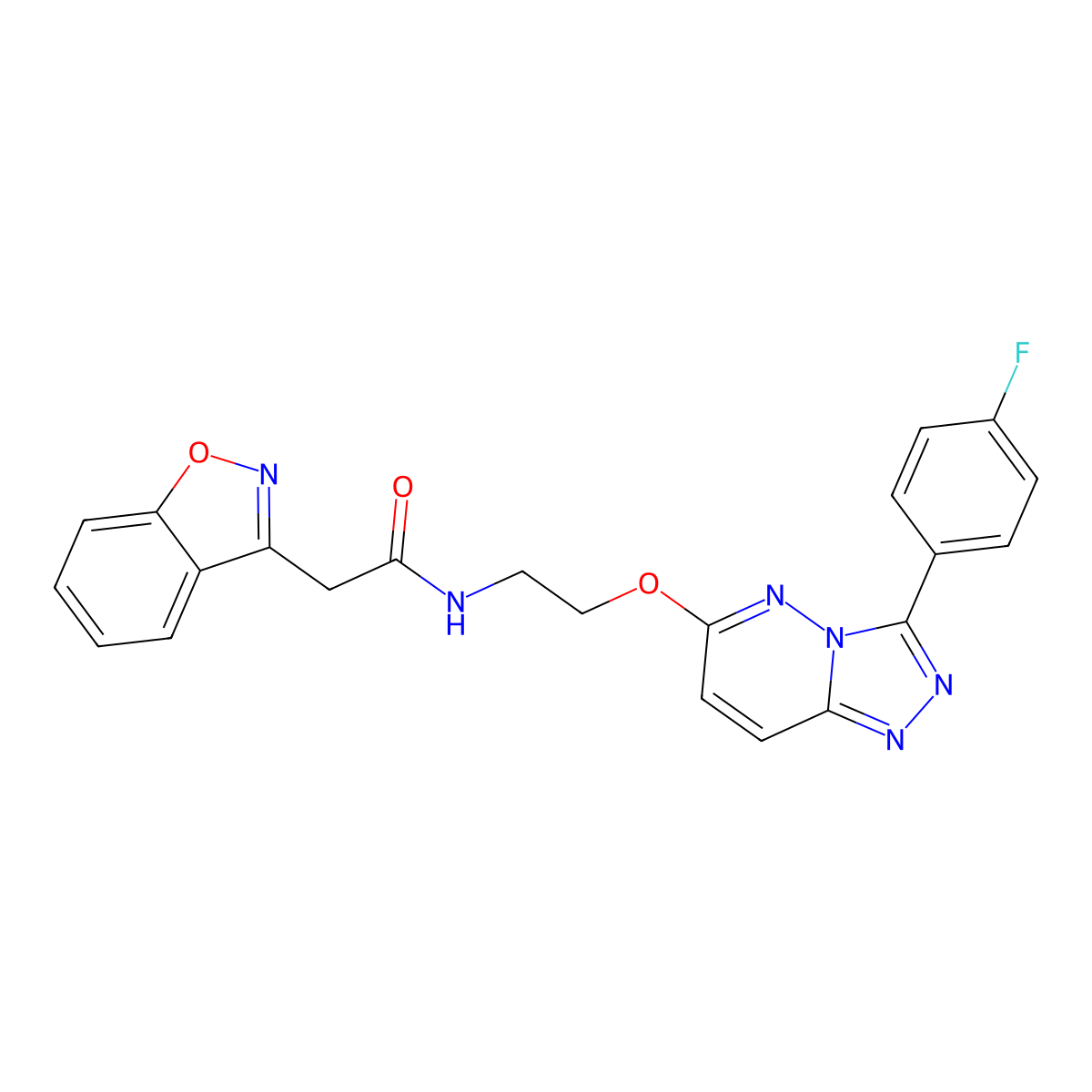 2-(benzo[d]isoxazol-3-yl)-N-(2-((3-(4-fluorophenyl)-[1,2,4]triazolo[4,3-b]pyridazin-6-yl)oxy)ethyl)acetamide molecular structure, CAS 1203400-43-4