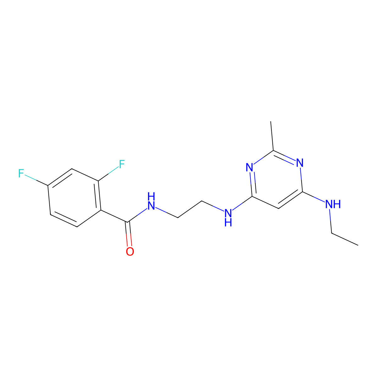 N-(2-((6-(ethylamino)-2-methylpyrimidin-4-yl)amino)ethyl)-2,4-difluorobenzamide molecular structure, CAS 1203401-20-0