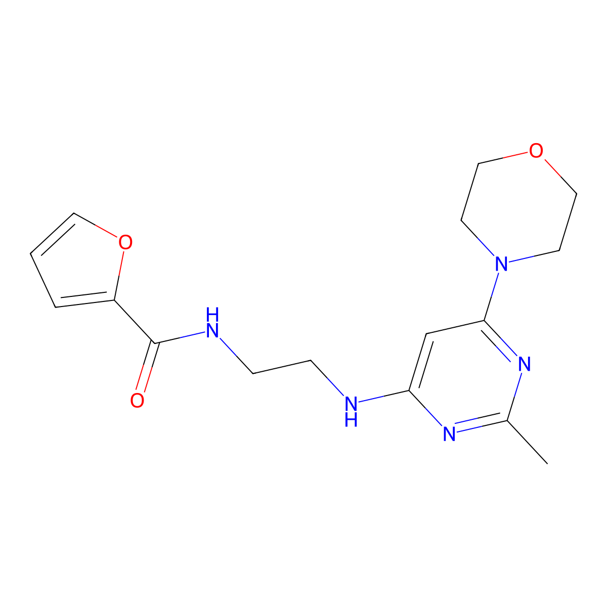 N-(2-((2-methyl-6-morpholinopyrimidin-4-yl)amino)ethyl)furan-2-carboxamide molecular structure, CAS 1203401-74-4