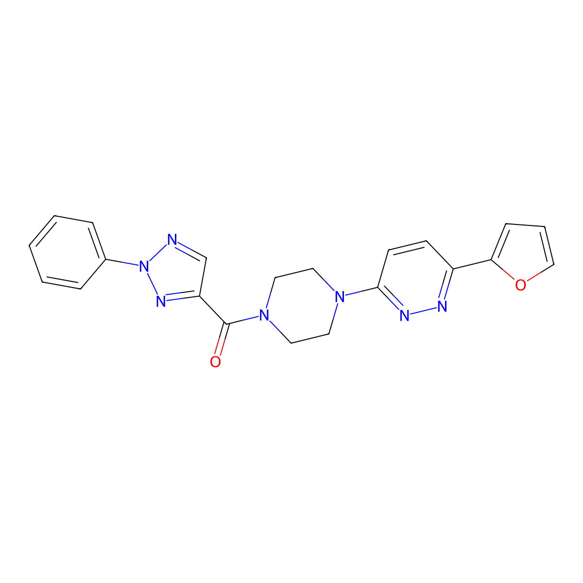 (4-(6-(furan-2-yl)pyridazin-3-yl)piperazin-1-yl)(2-phenyl-2H-1,2,3-triazol-4-yl)methanone molecular structure, CAS 1203401-94-8
