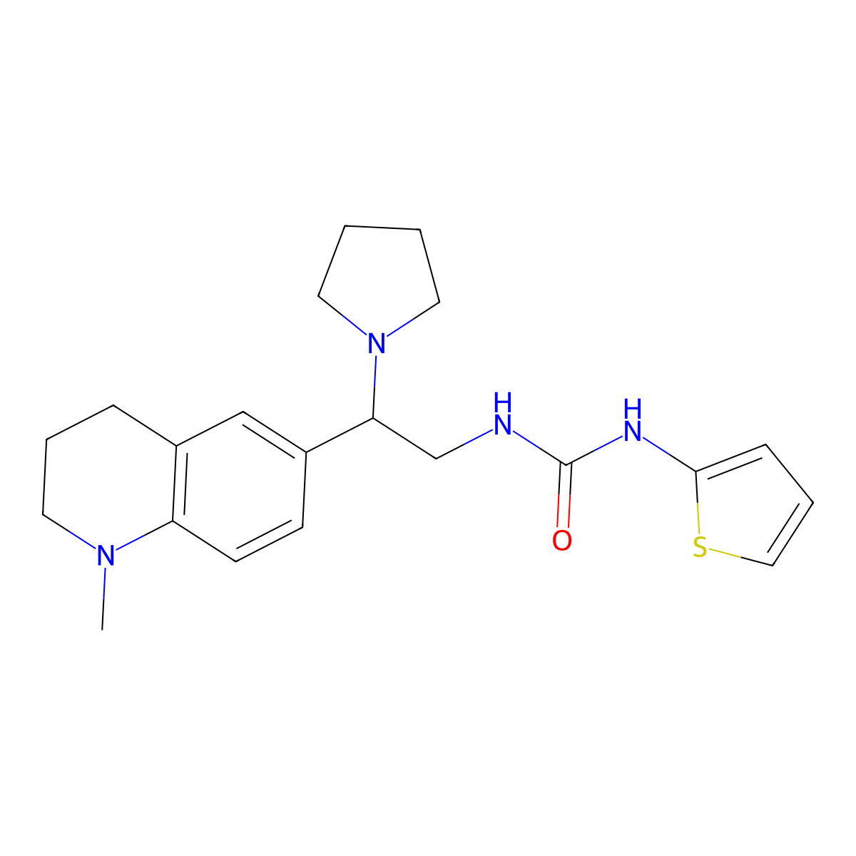 1-[2-(1-Methyl-1,2,3,4-tetrahydroquinolin-6-yl)-2-(pyrrolidin-1-yl)ethyl]-3-(thiophen-2-yl)urea molecular structure, CAS 1203402-84-9