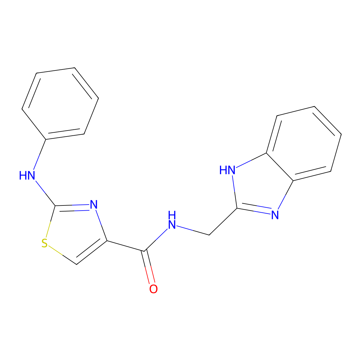 N-((1H-benzo[d]imidazol-2-yl)methyl)-2-(phenylamino)thiazole-4-carboxamide molecular structure, CAS 1203405-71-3