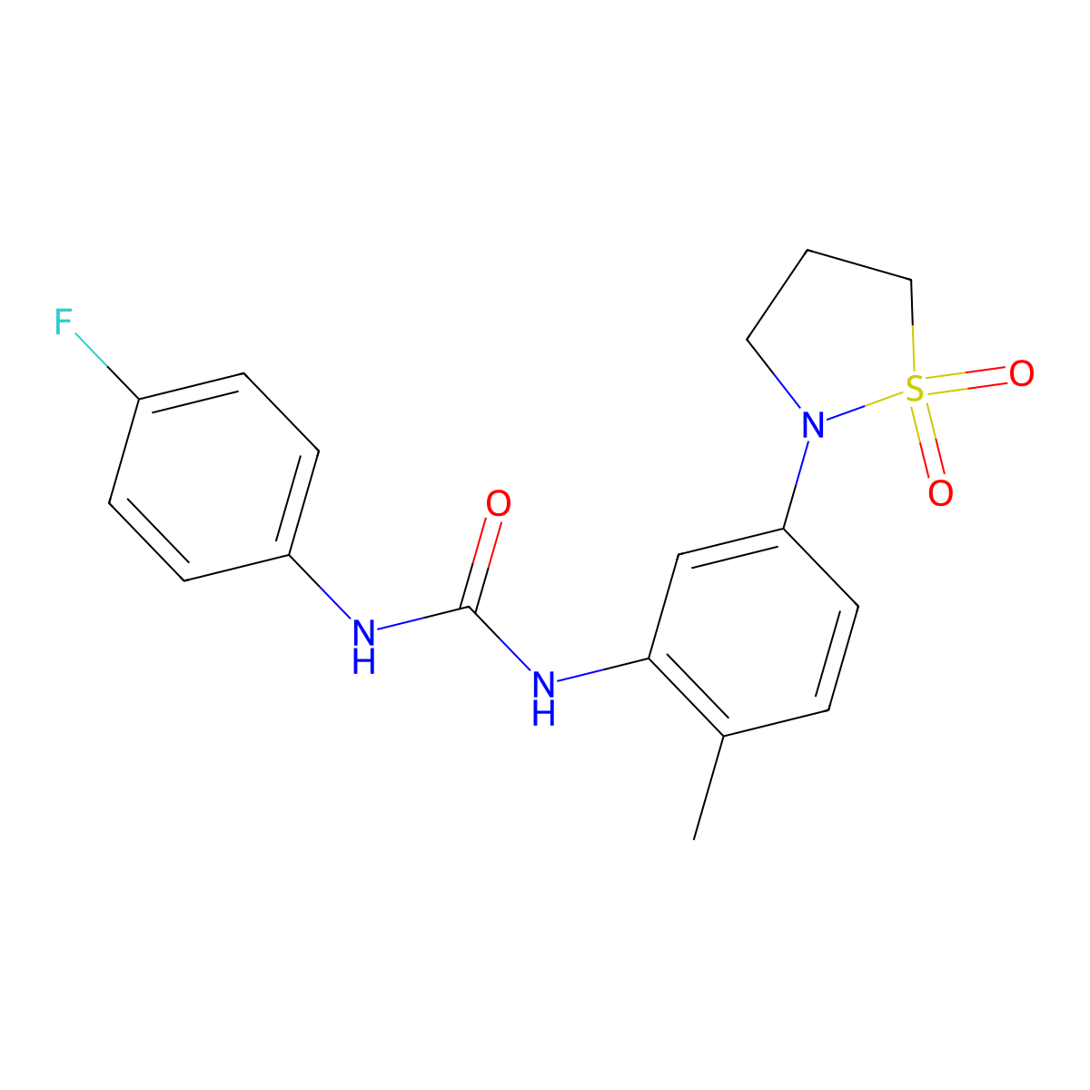 1-(5-(1,1-Dioxidoisothiazolidin-2-yl)-2-methylphenyl)-3-(4-fluorophenyl)urea molecular structure, CAS 1203405-97-3