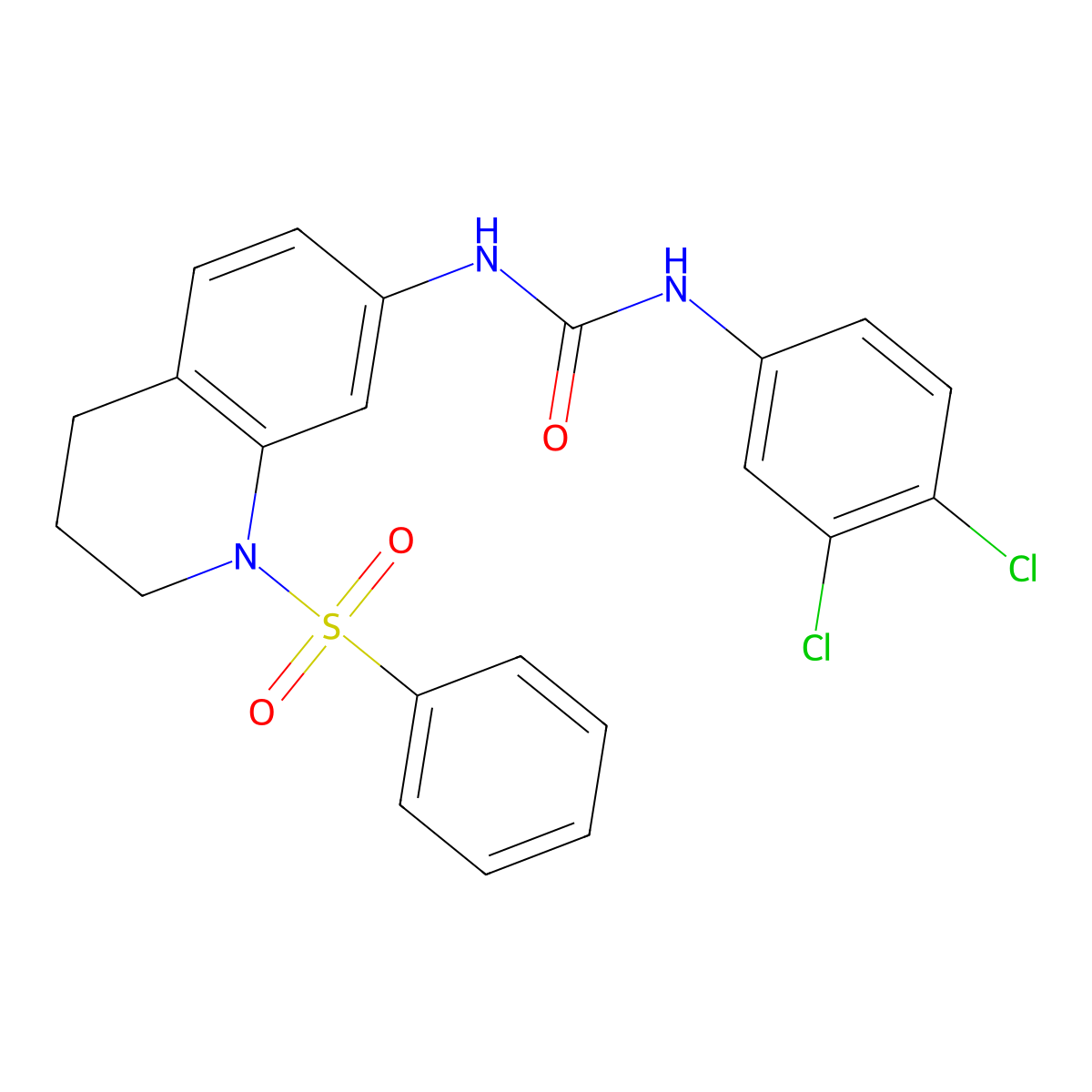 1-(3,4-Dichlorophenyl)-3-(1-(phenylsulfonyl)-1,2,3,4-tetrahydroquinolin-7-yl)urea molecular structure, CAS 1203406-14-7
