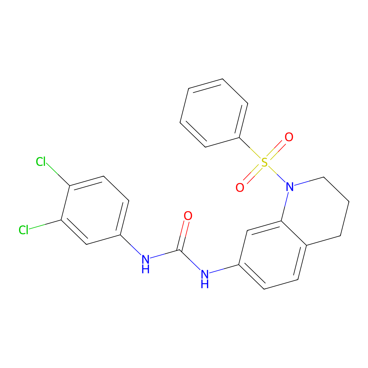 1-(3,4-Dichlorophenyl)-3-(1-(phenylsulfonyl)-1,2,3,4-tetrahydroquinolin-7-yl)urea molecular structure, CAS 1203406-14-7