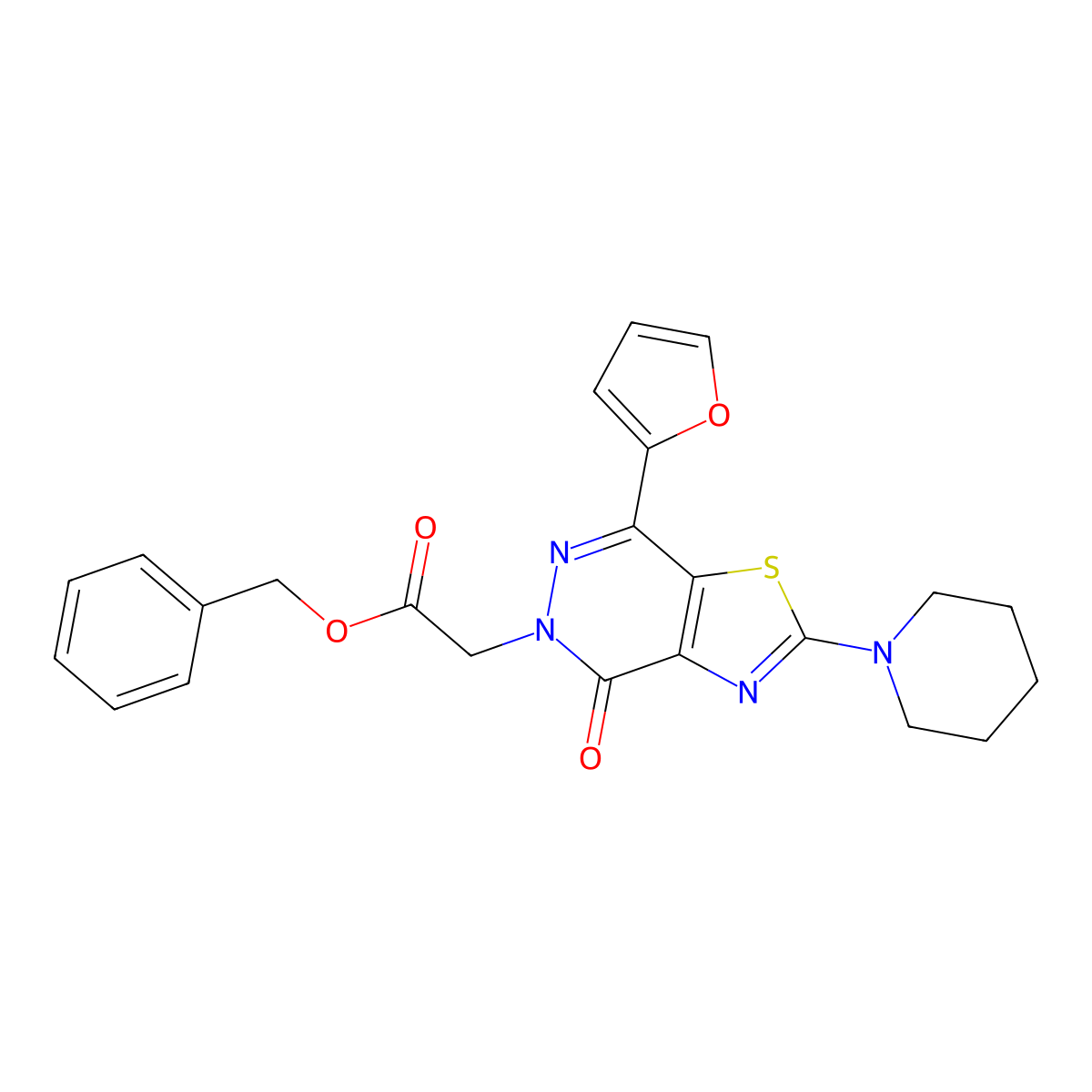 benzyl 2-(7-(furan-2-yl)-4-oxo-2-(piperidin-1-yl)thiazolo[4,5-d]pyridazin-5(4H)-yl)acetate molecular structure, CAS 1203407-41-3