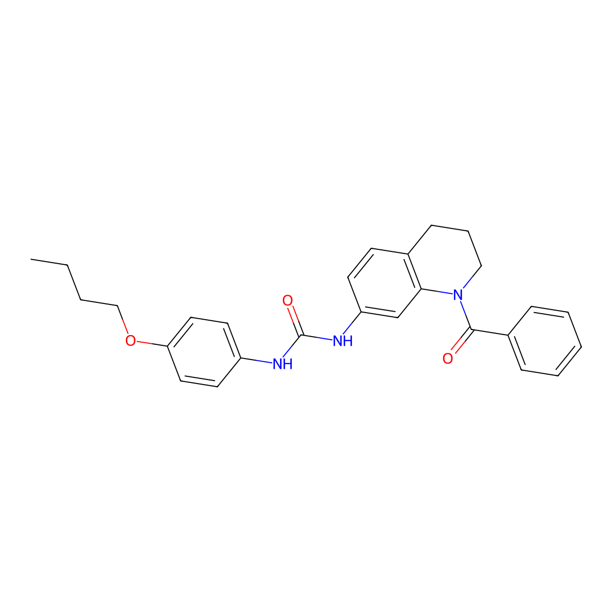 1-(1-Benzoyl-1,2,3,4-tetrahydroquinolin-7-yl)-3-(4-butoxyphenyl)urea molecular structure, CAS 1203407-82-2