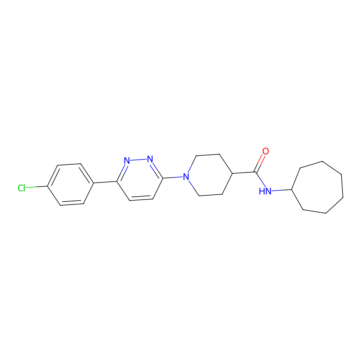 1-[6-(4-chlorophenyl)pyridazin-3-yl]-N-cycloheptylpiperidine-4-carboxamide molecular structure, CAS 1203408-66-5