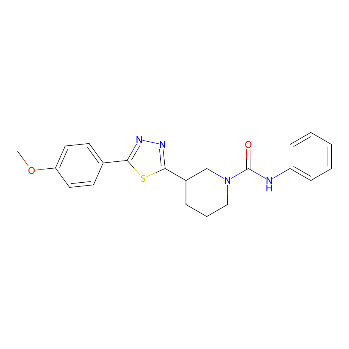 3-[5-(4-methoxyphenyl)-1,3,4-thiadiazol-2-yl]-N-phenylpiperidine-1-carboxamide molecular structure, CAS 1203409-39-5