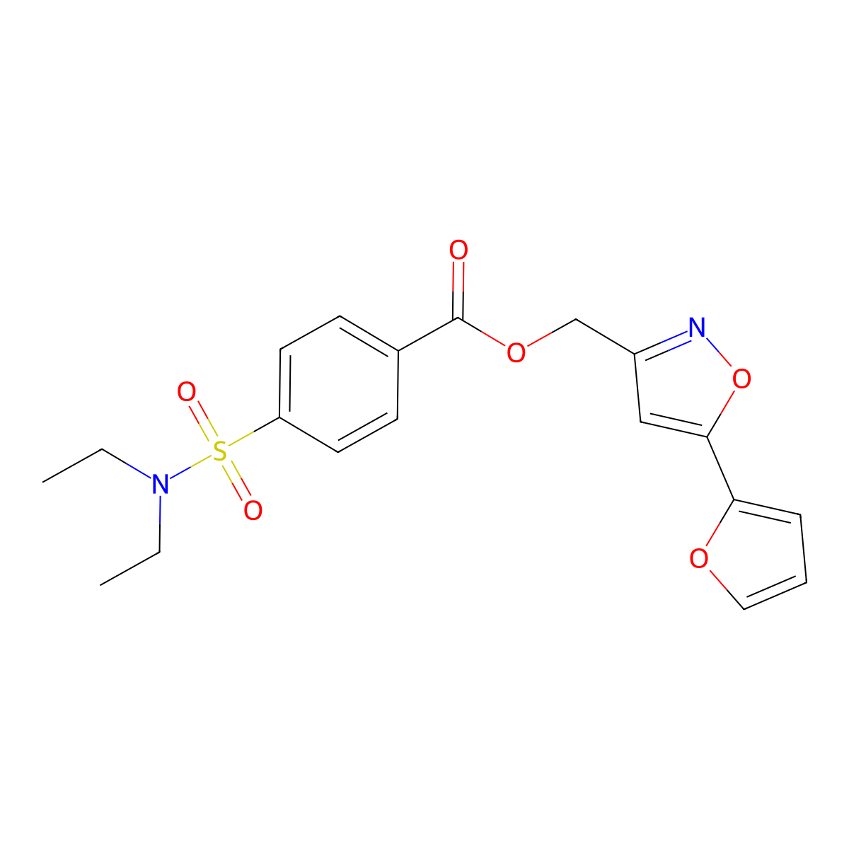 (5-(furan-2-yl)isoxazol-3-yl)methyl 4-(N,N-diethylsulfamoyl)benzoate molecular structure, CAS 1203410-32-5