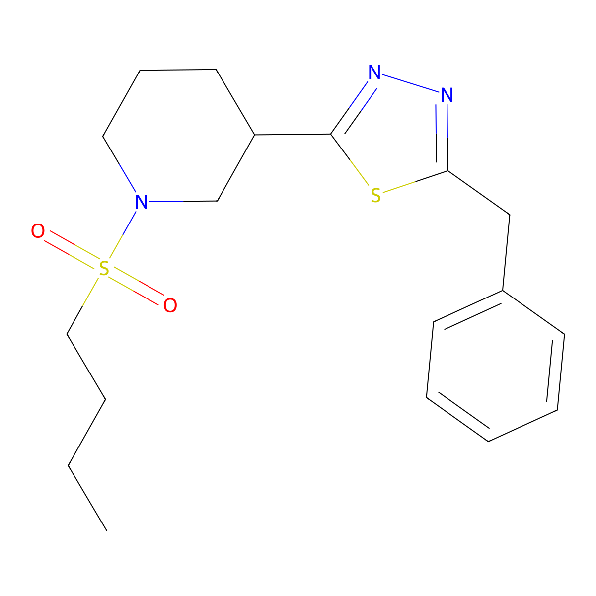 2-Benzyl-5-(1-(butylsulfonyl)piperidin-3-yl)-1,3,4-thiadiazole molecular structure, CAS 1203411-02-2