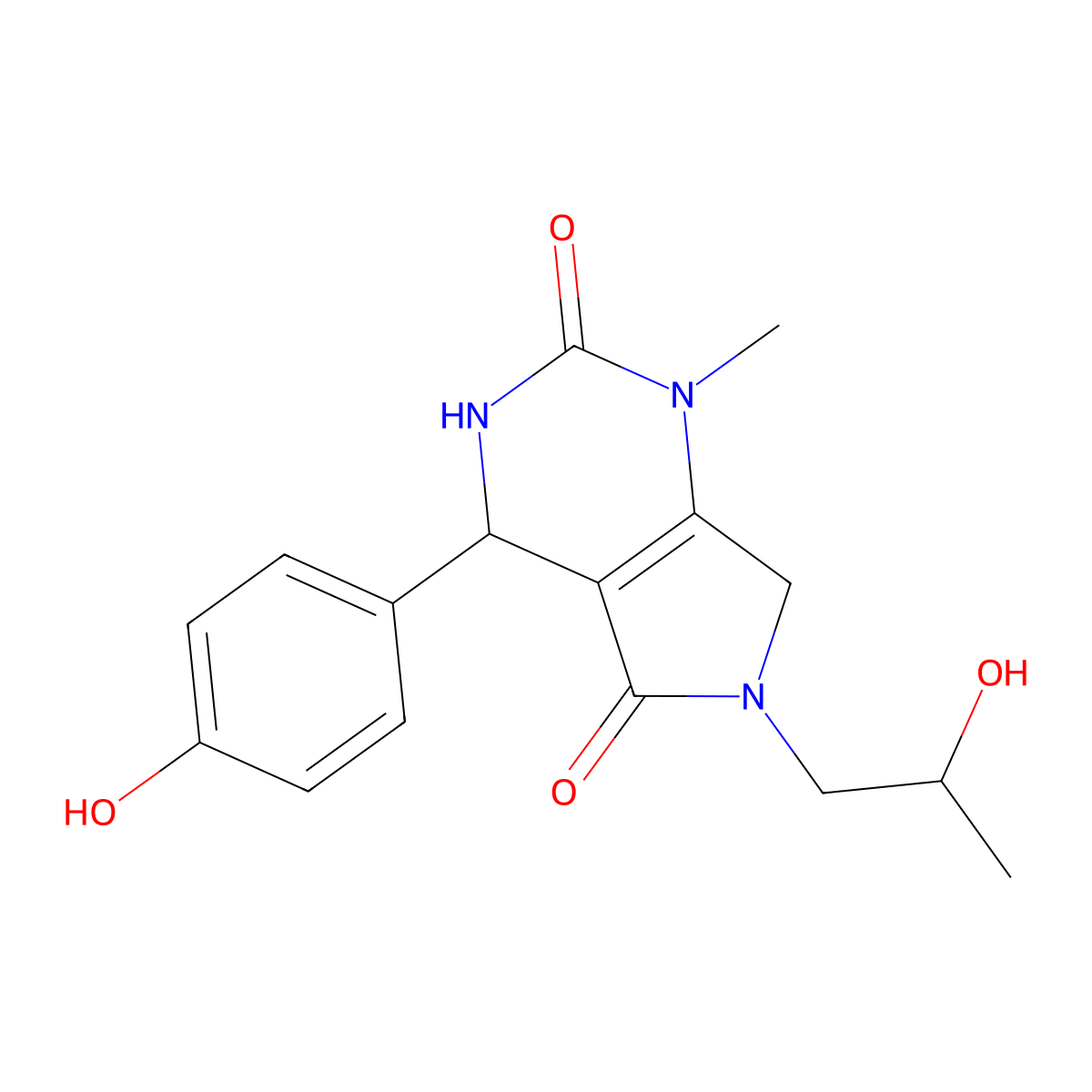 4-(4-hydroxyphenyl)-6-(2-hydroxypropyl)-1-methyl-3,4,6,7-tetrahydro-1H-pyrrolo[3,4-d]pyrimidine-2,5-dione molecular structure, CAS 1203411-45-3