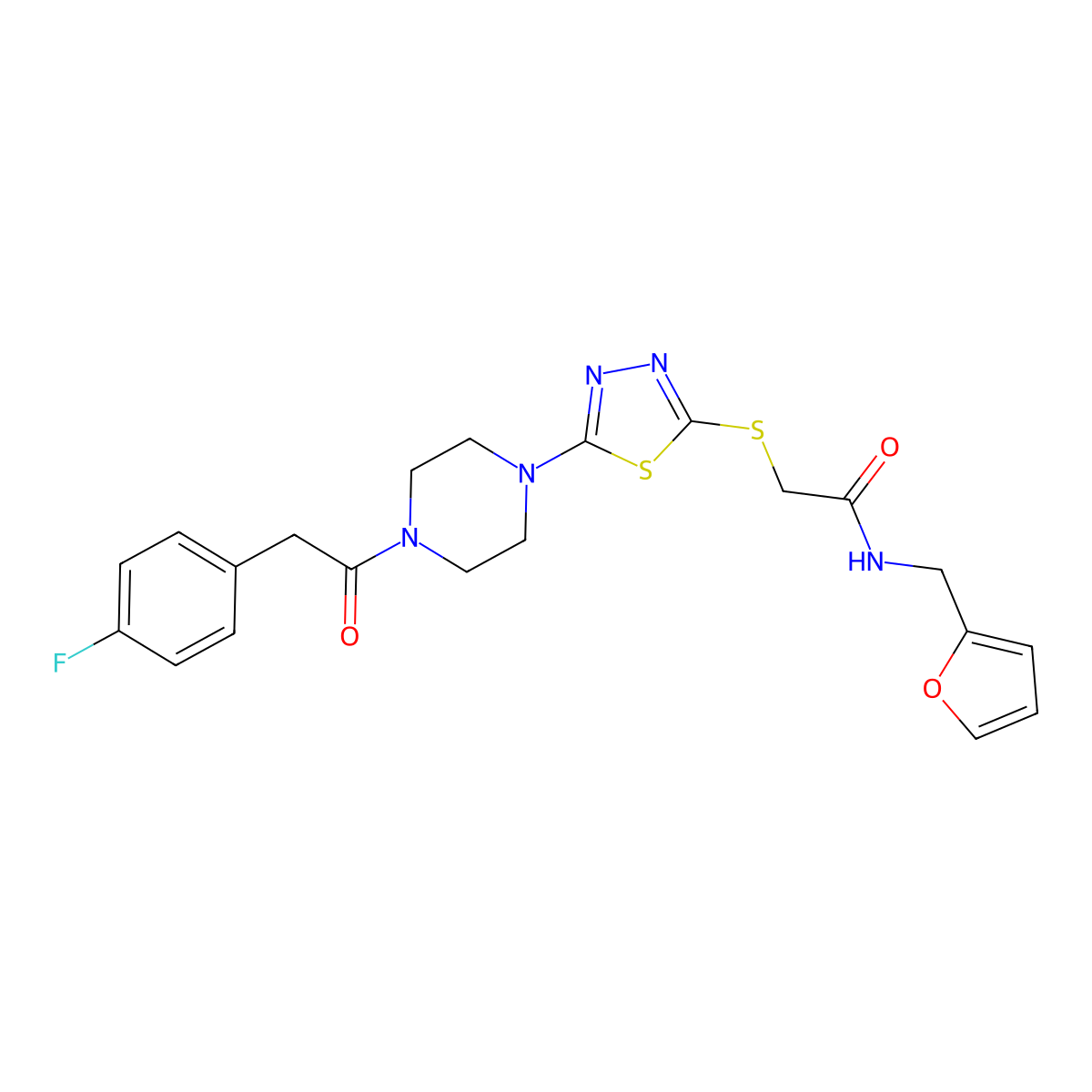 2-((5-(4-(2-(4-fluorophenyl)acetyl)piperazin-1-yl)-1,3,4-thiadiazol-2-yl)thio)-N-(furan-2-ylmethyl)acetamide molecular structure, CAS 1203412-17-2