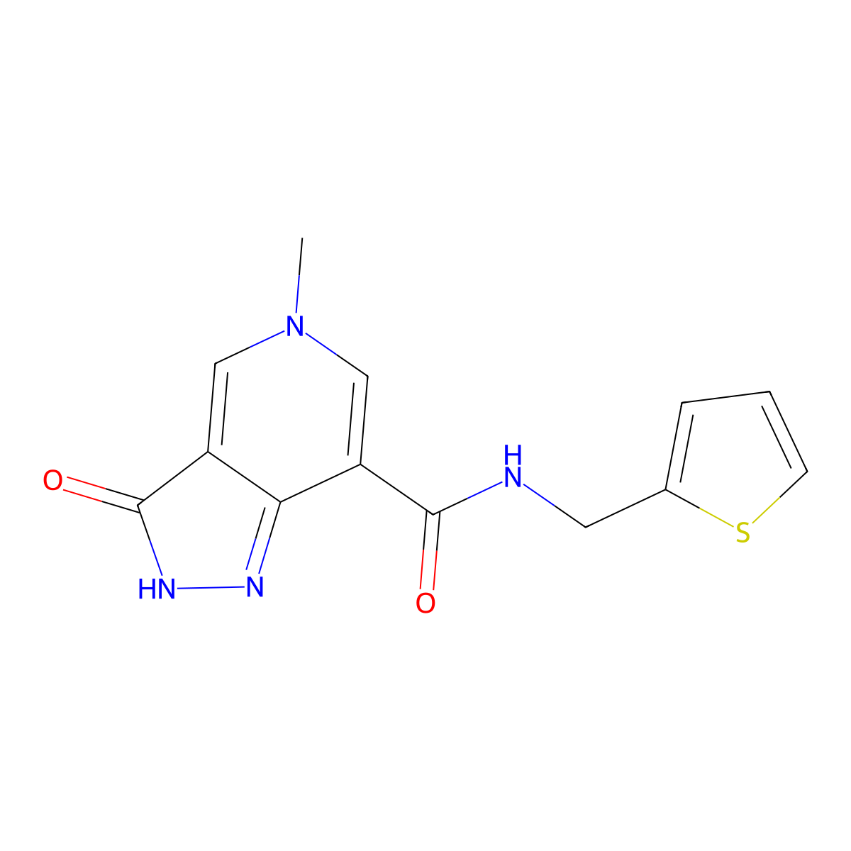 5-methyl-3-oxo-N-(thiophen-2-ylmethyl)-3,5-dihydro-2H-pyrazolo[4,3-c]pyridine-7-carboxamide molecular structure, CAS 1203413-56-2