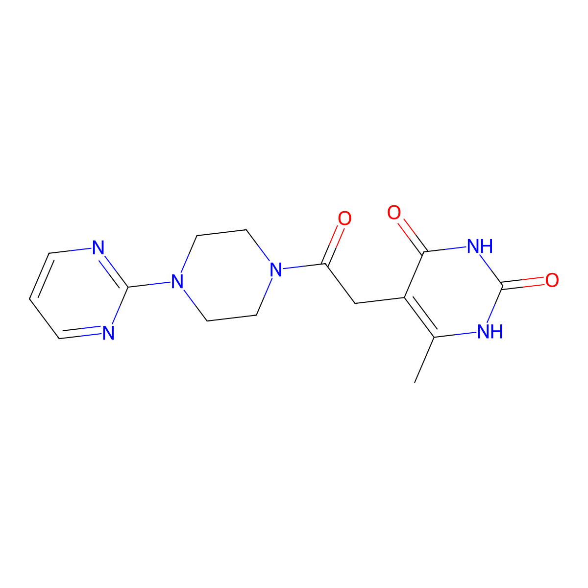 6-methyl-5-(2-oxo-2-(4-(pyrimidin-2-yl)piperazin-1-yl)ethyl)pyrimidine-2,4(1H,3H)-dione molecular structure, CAS 1203413-81-3