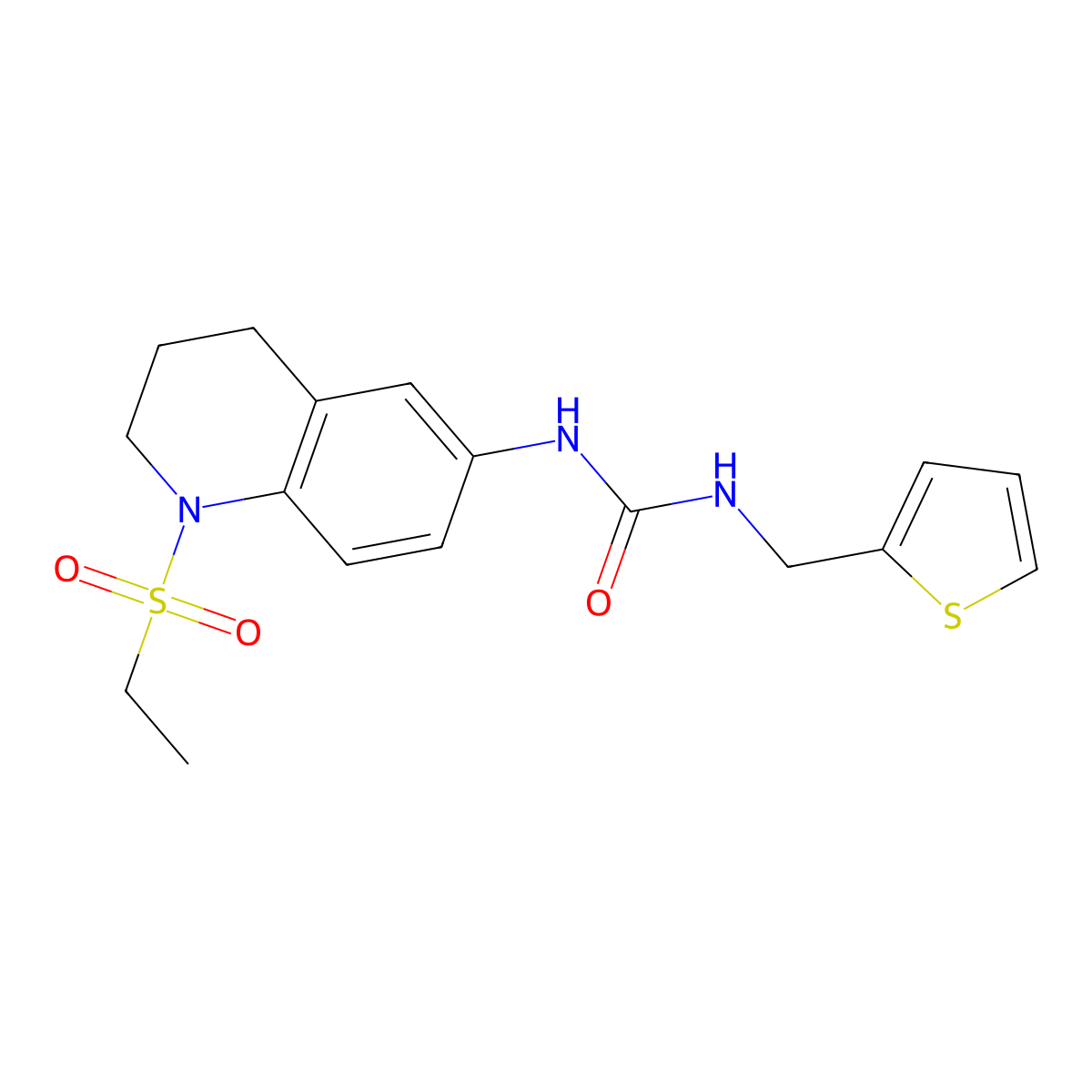 1-(1-(Ethylsulfonyl)-1,2,3,4-tetrahydroquinolin-6-yl)-3-(thiophen-2-ylmethyl)urea molecular structure, CAS 1203416-13-0
