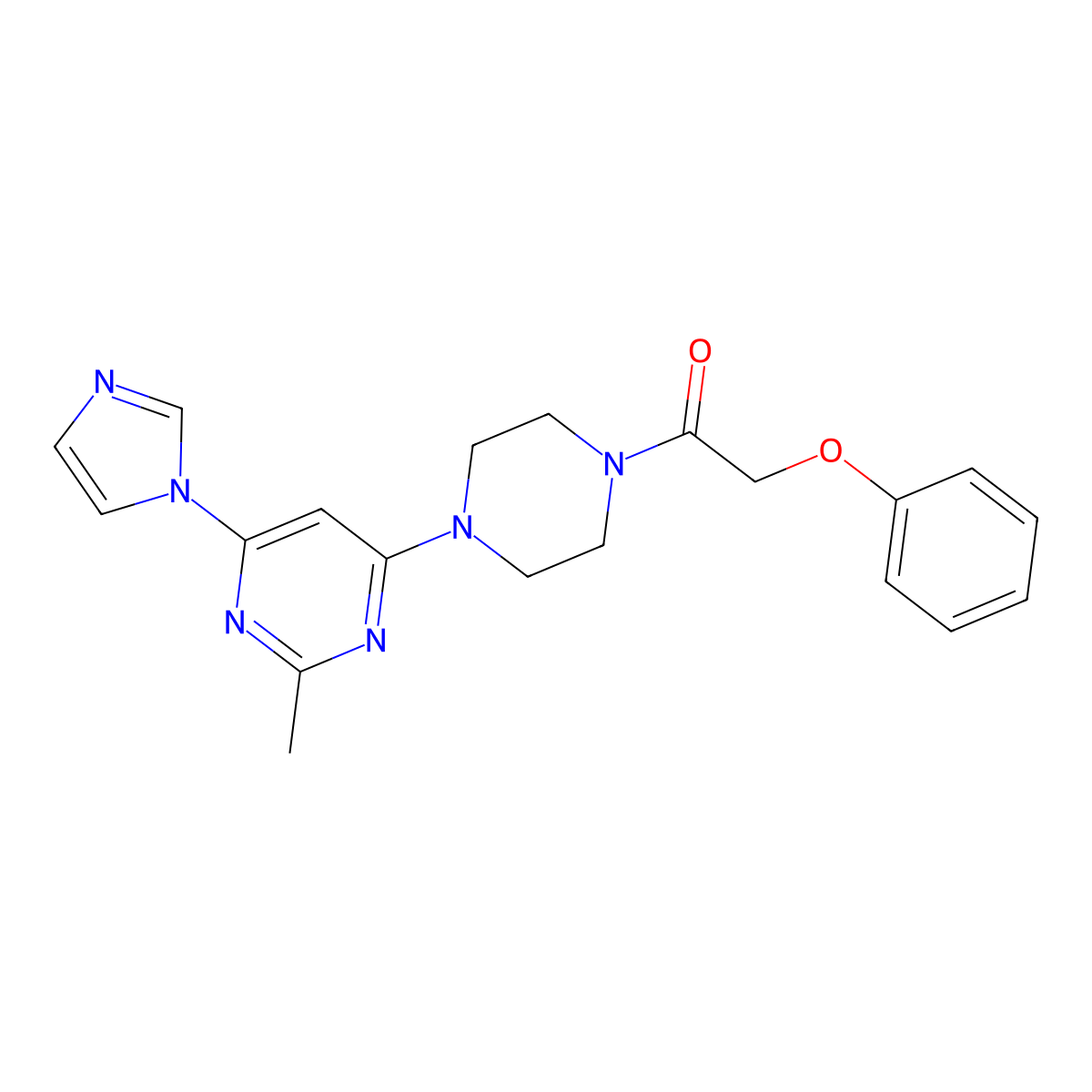 1-(4-(6-(1H-imidazol-1-yl)-2-methylpyrimidin-4-yl)piperazin-1-yl)-2-phenoxyethanone molecular structure, CAS 1203417-18-8
