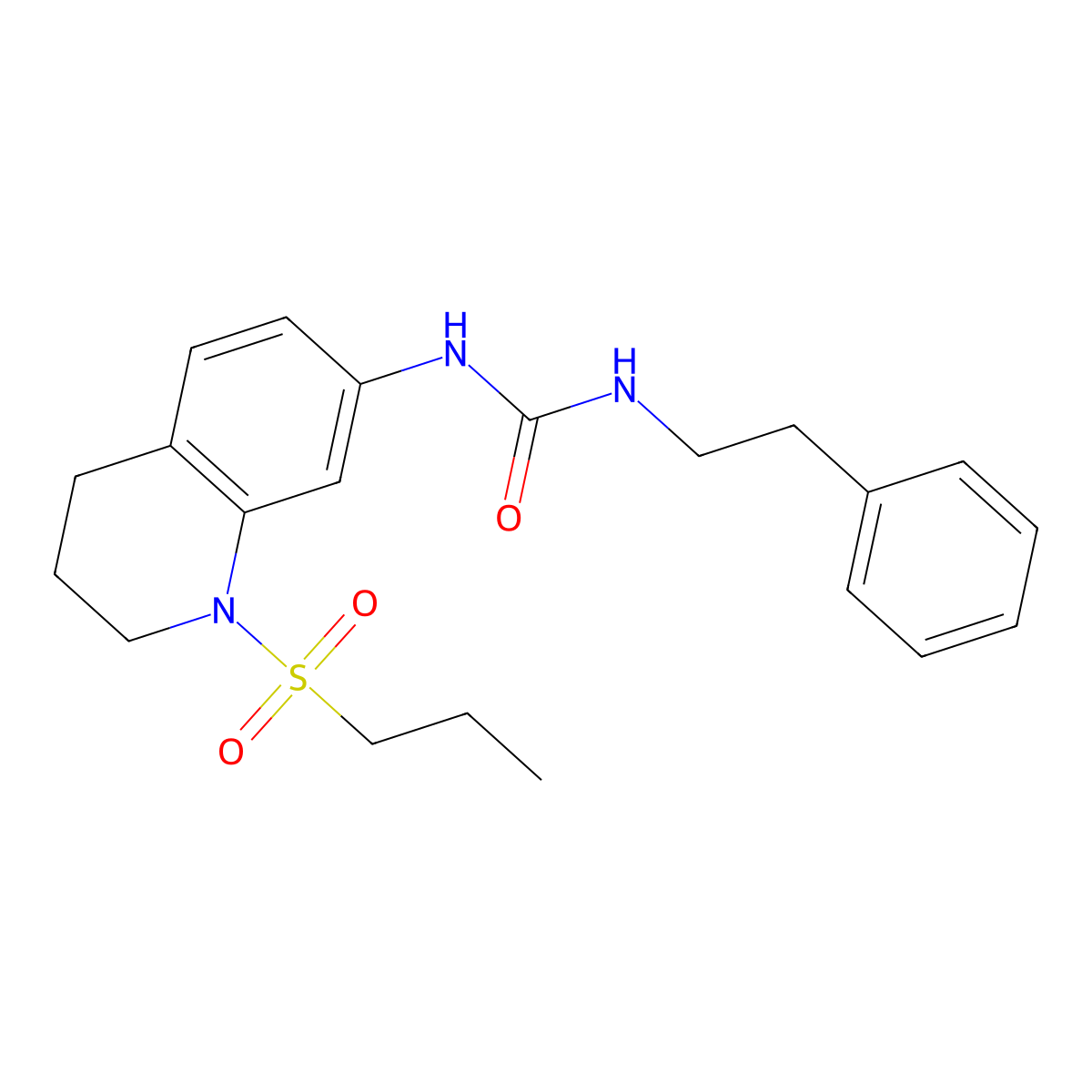 1-Phenethyl-3-(1-(propylsulfonyl)-1,2,3,4-tetrahydroquinolin-7-yl)urea molecular structure, CAS 1203418-00-1