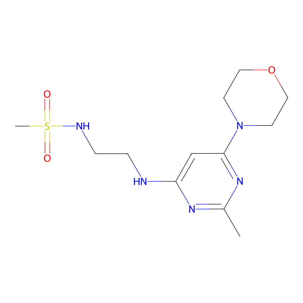 N-(2-((2-methyl-6-morpholinopyrimidin-4-yl)amino)ethyl)methanesulfonamide molecular structure, CAS 1203418-05-6