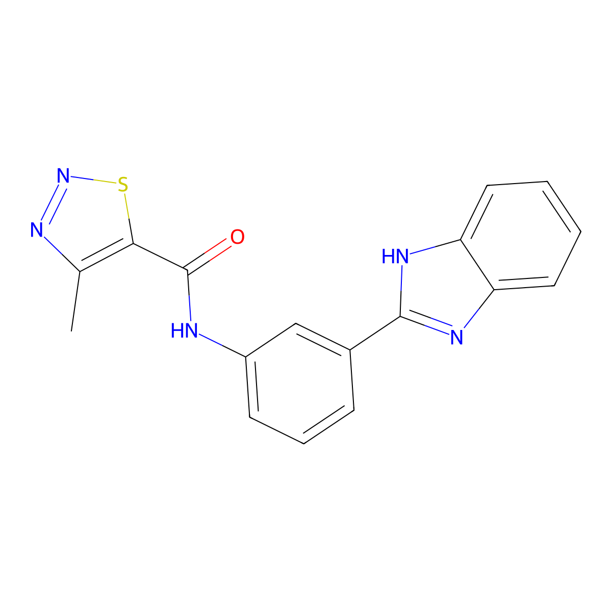 N-(3-(1H-benzo[d]imidazol-2-yl)phenyl)-4-methyl-1,2,3-thiadiazole-5-carboxamide molecular structure, CAS 1203418-14-7