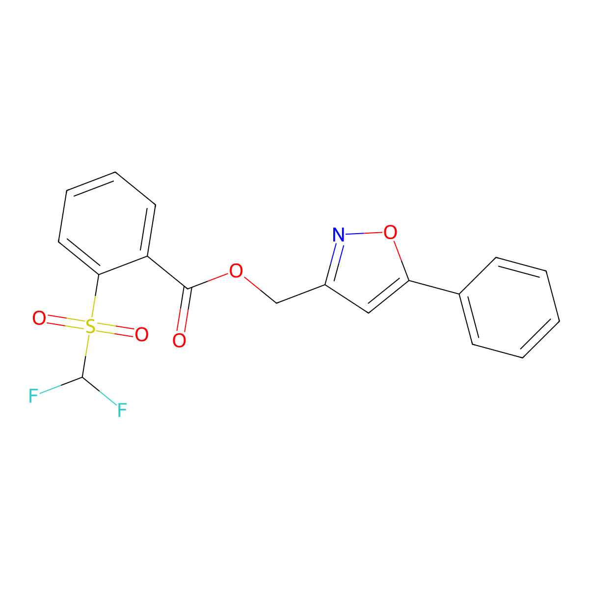 (5-Phenylisoxazol-3-yl)methyl 2-((difluoromethyl)sulfonyl)benzoate molecular structure, CAS 1203418-38-5
