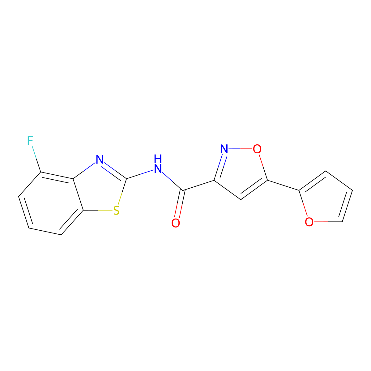 N-(4-fluorobenzo[d]thiazol-2-yl)-5-(furan-2-yl)isoxazole-3-carboxamide molecular structure, CAS 1203418-86-3