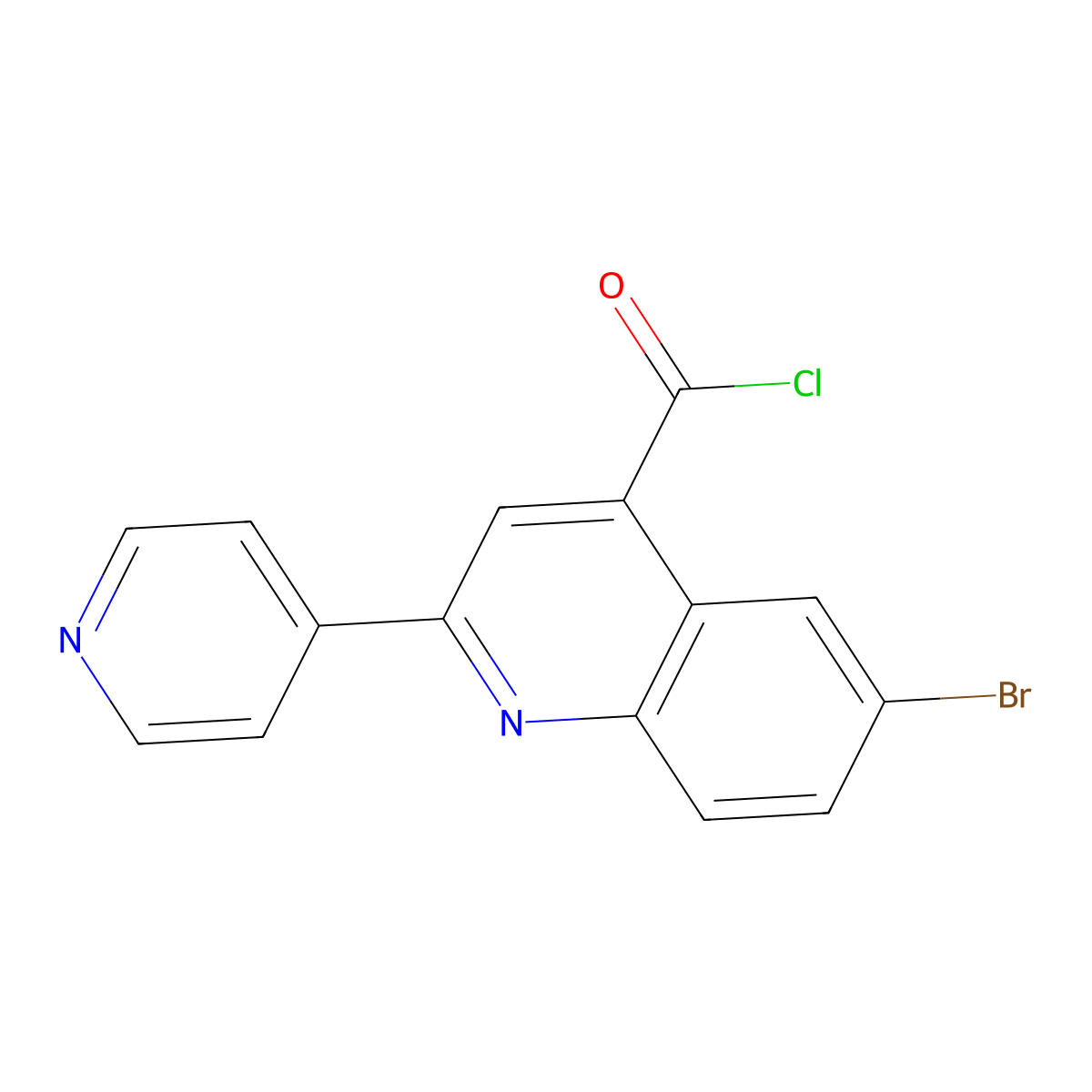 6-Bromo-2-pyridin-4-ylquinoline-4-carbonyl chloride hydrochloride molecular structure, CAS 1203419-34-4