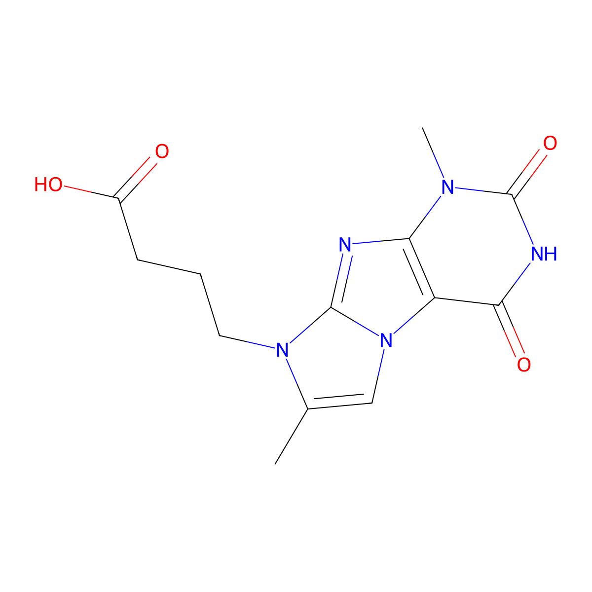 4-(1,7-dimethyl-2,4-dioxo-3,4-dihydro-1H-imidazo[2,1-f]purin-8(2H)-yl)butanoic acid molecular structure, CAS 1203419-66-2