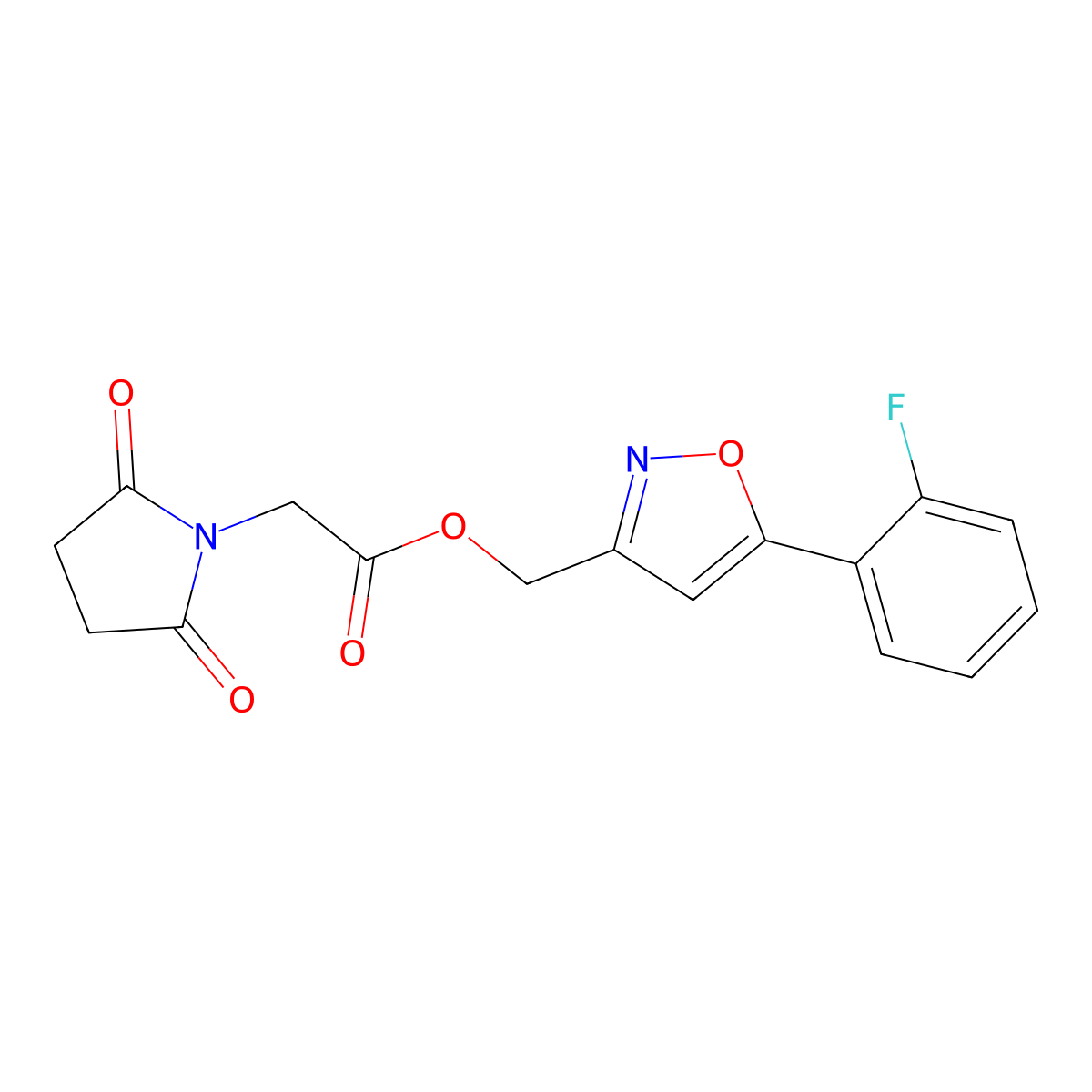 (5-(2-Fluorophenyl)isoxazol-3-yl)methyl 2-(2,5-dioxopyrrolidin-1-yl)acetate molecular structure, CAS 1203419-71-9