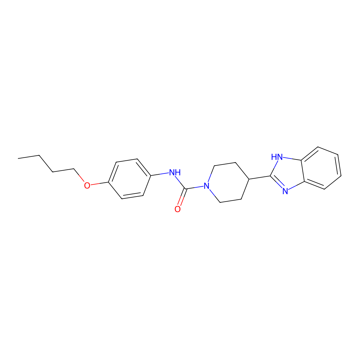 4-(1H-benzo[d]imidazol-2-yl)-N-(4-butoxyphenyl)piperidine-1-carboxamide molecular structure, CAS 1203419-92-4