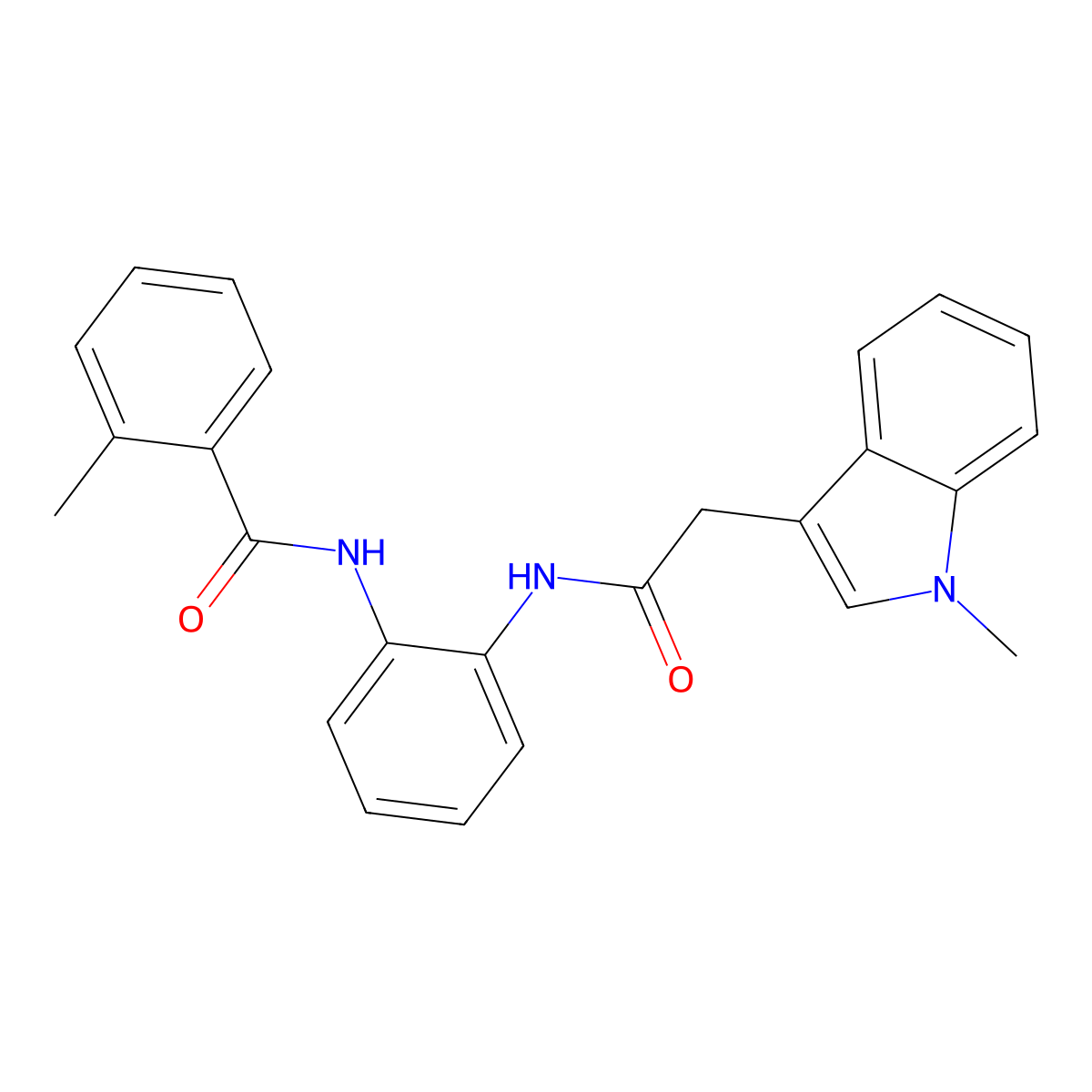 2-methyl-N-{2-[2-(1-methyl-1H-indol-3-yl)acetamido]phenyl}benzamide molecular structure, CAS 1203420-77-2