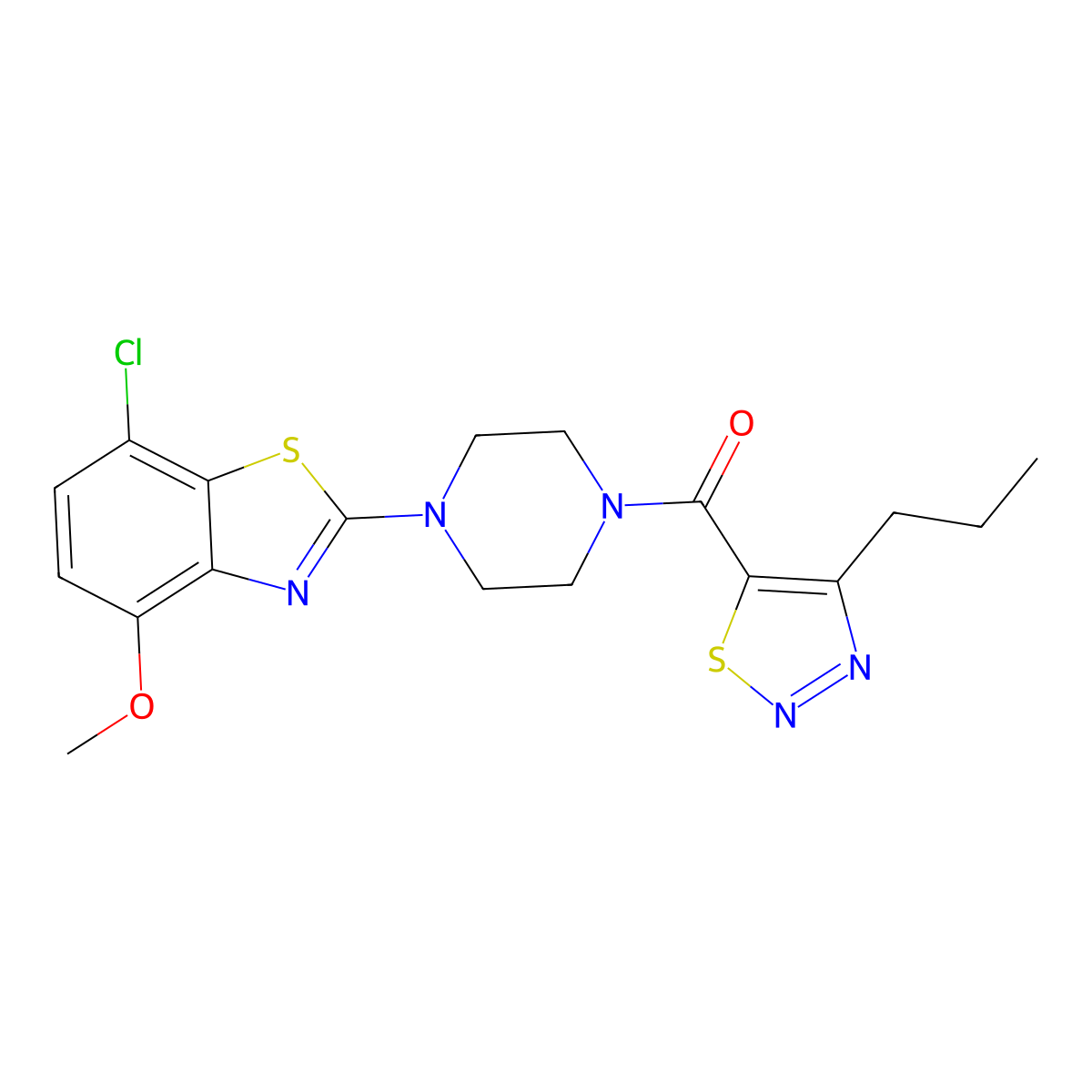 (4-(7-Chloro-4-methoxybenzo[d]thiazol-2-yl)piperazin-1-yl)(4-propyl-1,2,3-thiadiazol-5-yl)methanone molecular structure, CAS 1203421-26-4