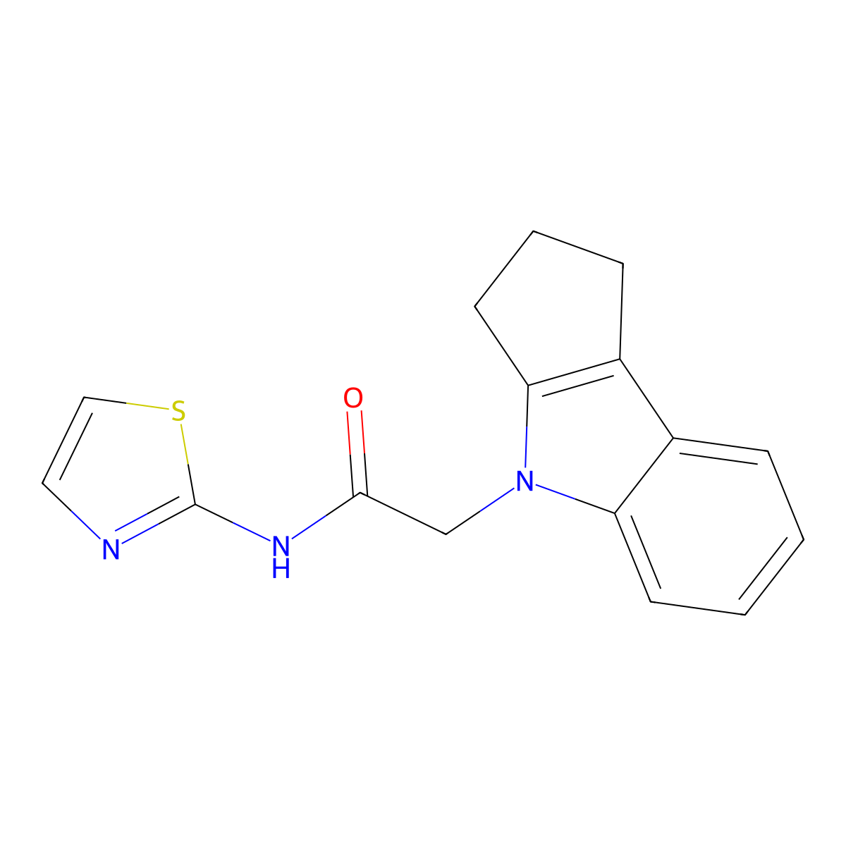 2-(2,3-dihydrocyclopenta[b]indol-4(1H)-yl)-N-(thiazol-2-yl)acetamide molecular structure, CAS 1203421-41-3