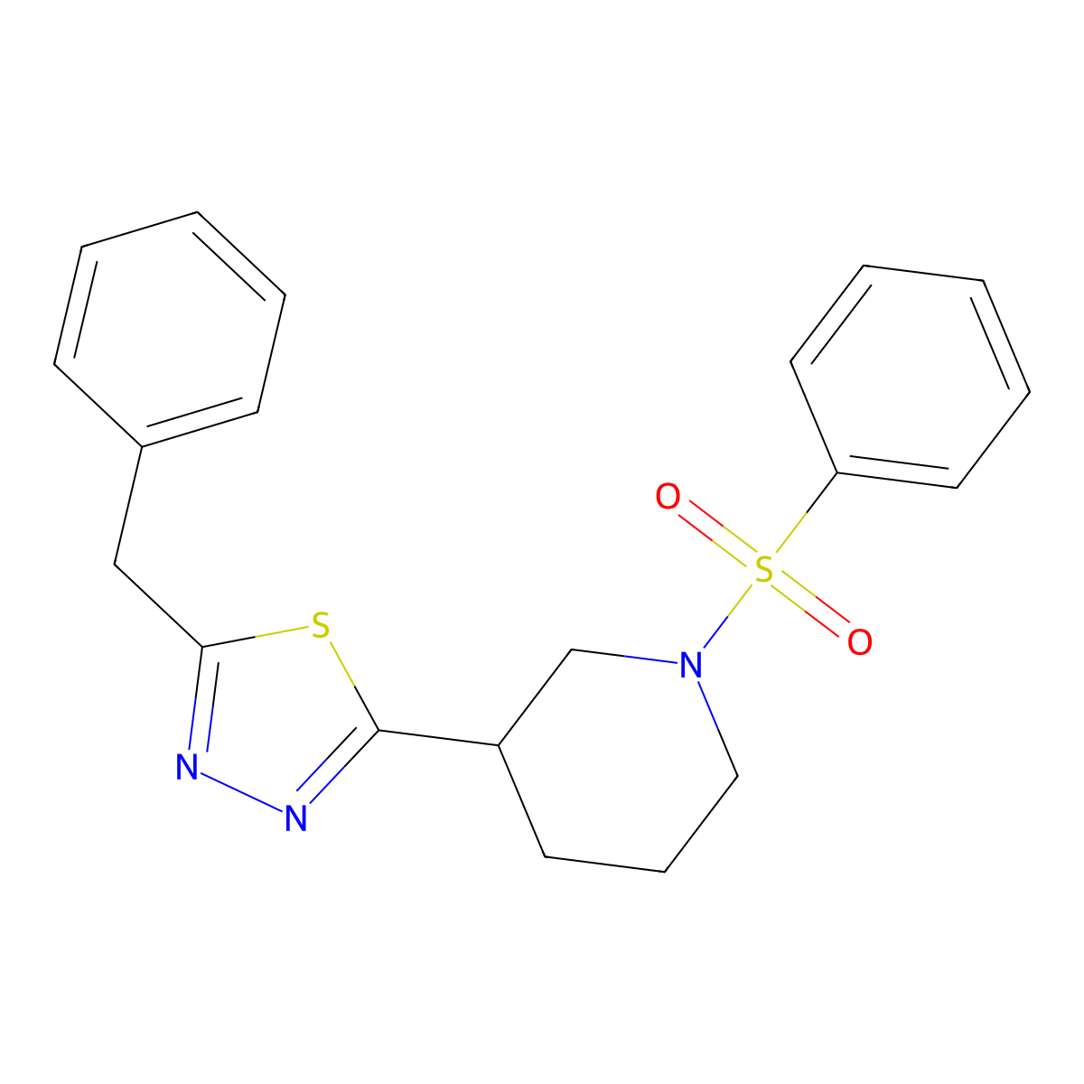 2-Benzyl-5-(1-(phenylsulfonyl)piperidin-3-yl)-1,3,4-thiadiazole molecular structure, CAS 1203422-13-2