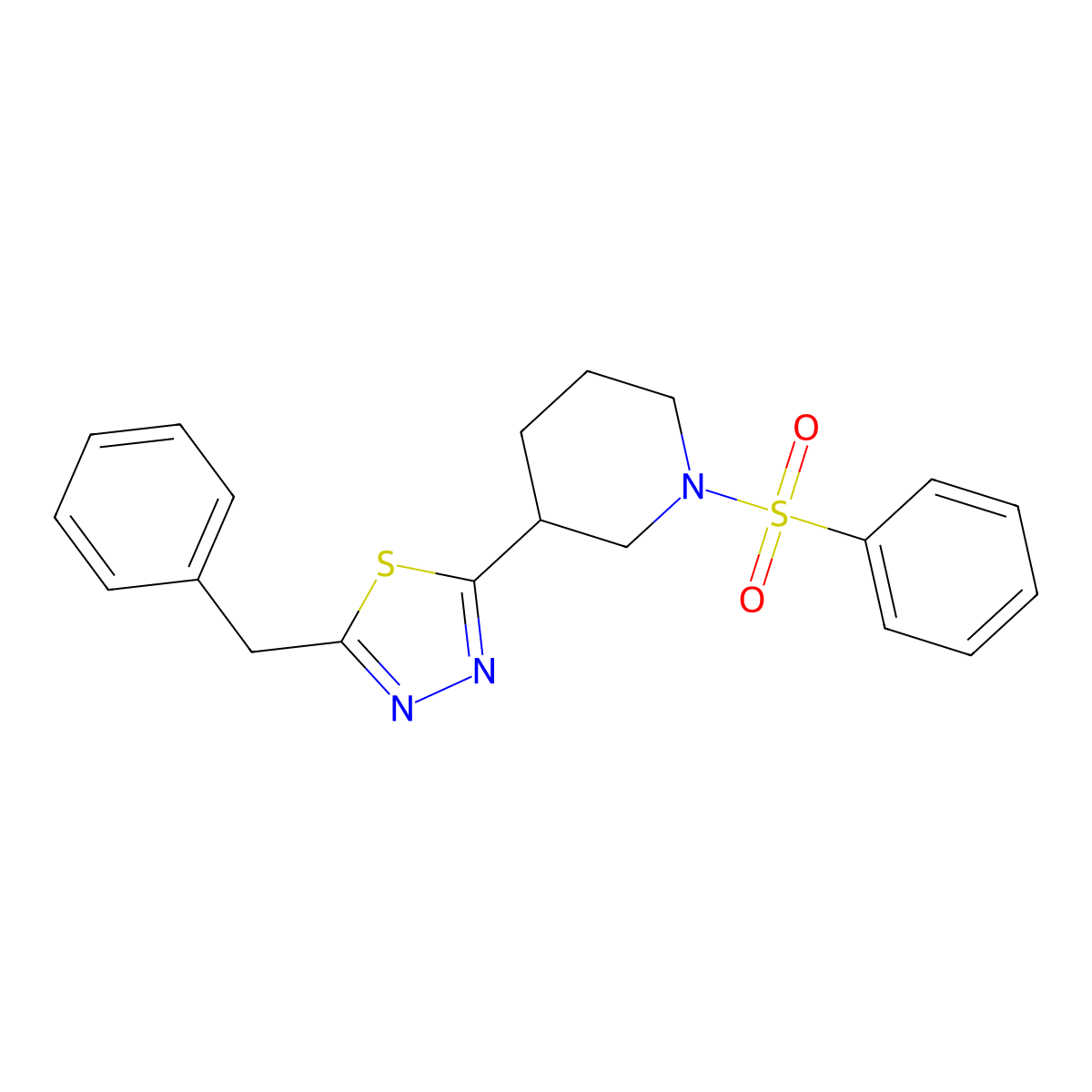 2-Benzyl-5-(1-(phenylsulfonyl)piperidin-3-yl)-1,3,4-thiadiazole molecular structure, CAS 1203422-13-2