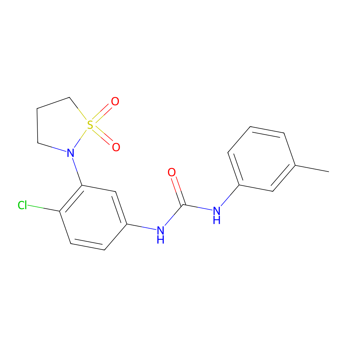 1-(4-Chloro-3-(1,1-dioxidoisothiazolidin-2-yl)phenyl)-3-(m-tolyl)urea molecular structure, CAS 1203422-59-6