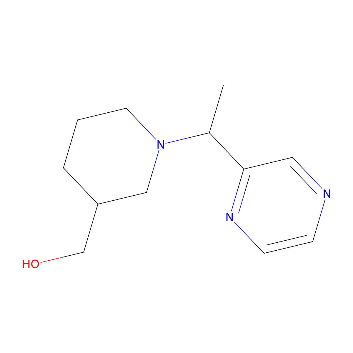 (1-(1-(Pyrazin-2-yl)ethyl)piperidin-3-yl)methanol molecular structure, CAS 1203427-57-9