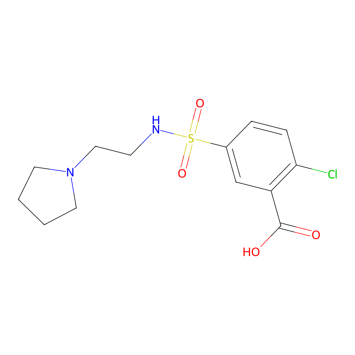 2-Chloro-5-{[2-(pyrrolidin-1-yl)ethyl]sulfamoyl}benzoic acid molecular structure, CAS 1203427-84-2