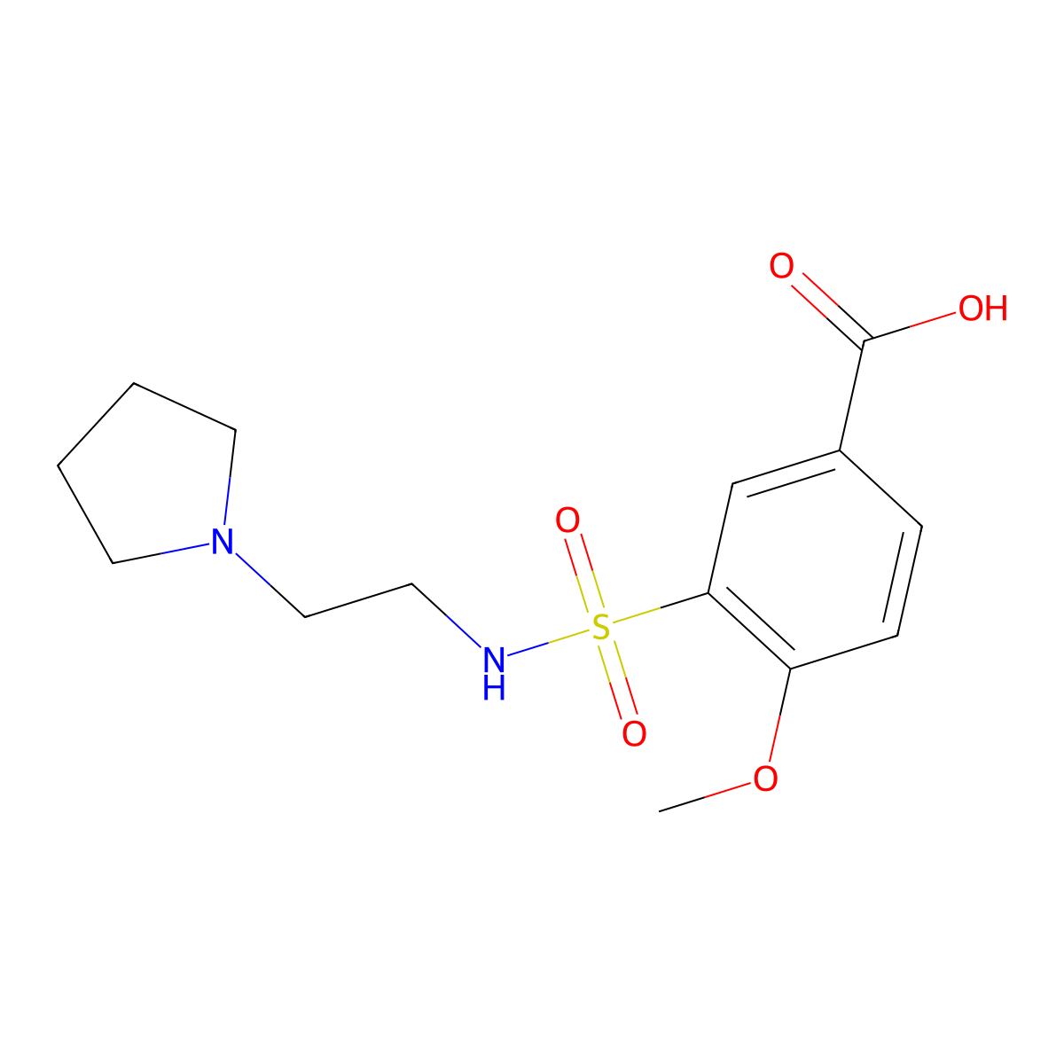 4-Methoxy-3-(N-(2-(pyrrolidin-1-yl)ethyl)sulfamoyl)benzoic acid molecular structure, CAS 1203428-58-3